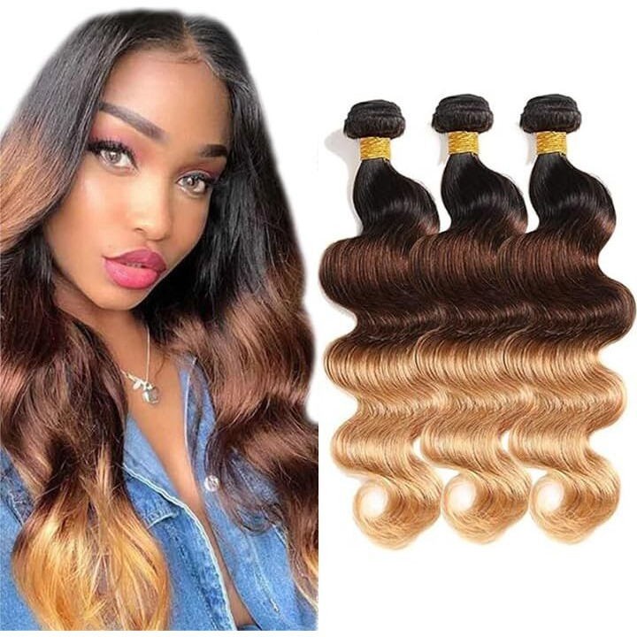 Ombre Human Hair Bundle Honey Blonde Body Wave Bundle 1B427 Bundle Human Hair Brazilian Virgin Hair 3 Bundles 16 18 20 Inch