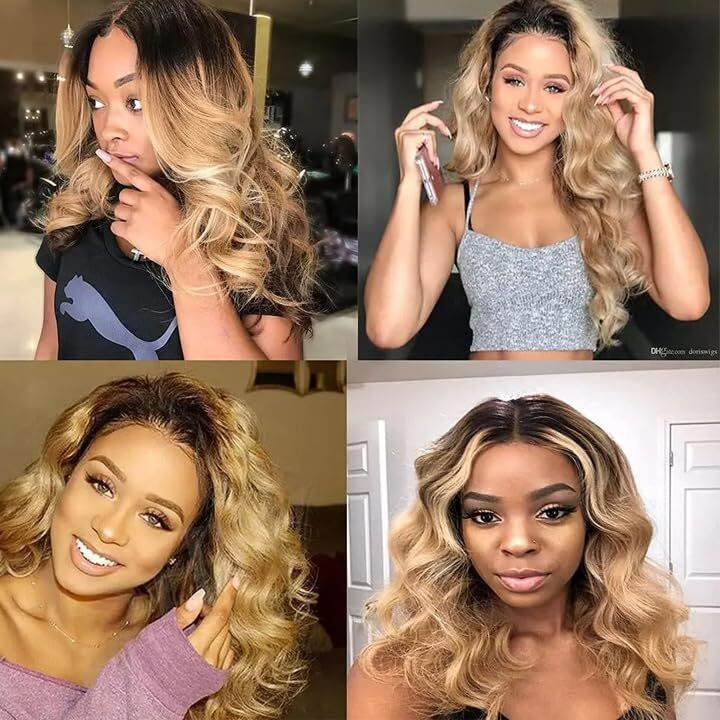 Ombre Human Hair Bundle Honey Blonde Body Wave Bundle 1B427 Bundle Human Hair Brazilian Virgin Hair 3 Bundles 16 18 20 Inch