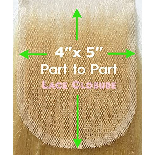 Joe Green 4X4 +1    Hd Transparent Closure With 100% Virgin Remy Human Hair Pre-Plucked Baby Hair Natural Color (613 Blonde Body, 12 Inch (Pack Of 1))