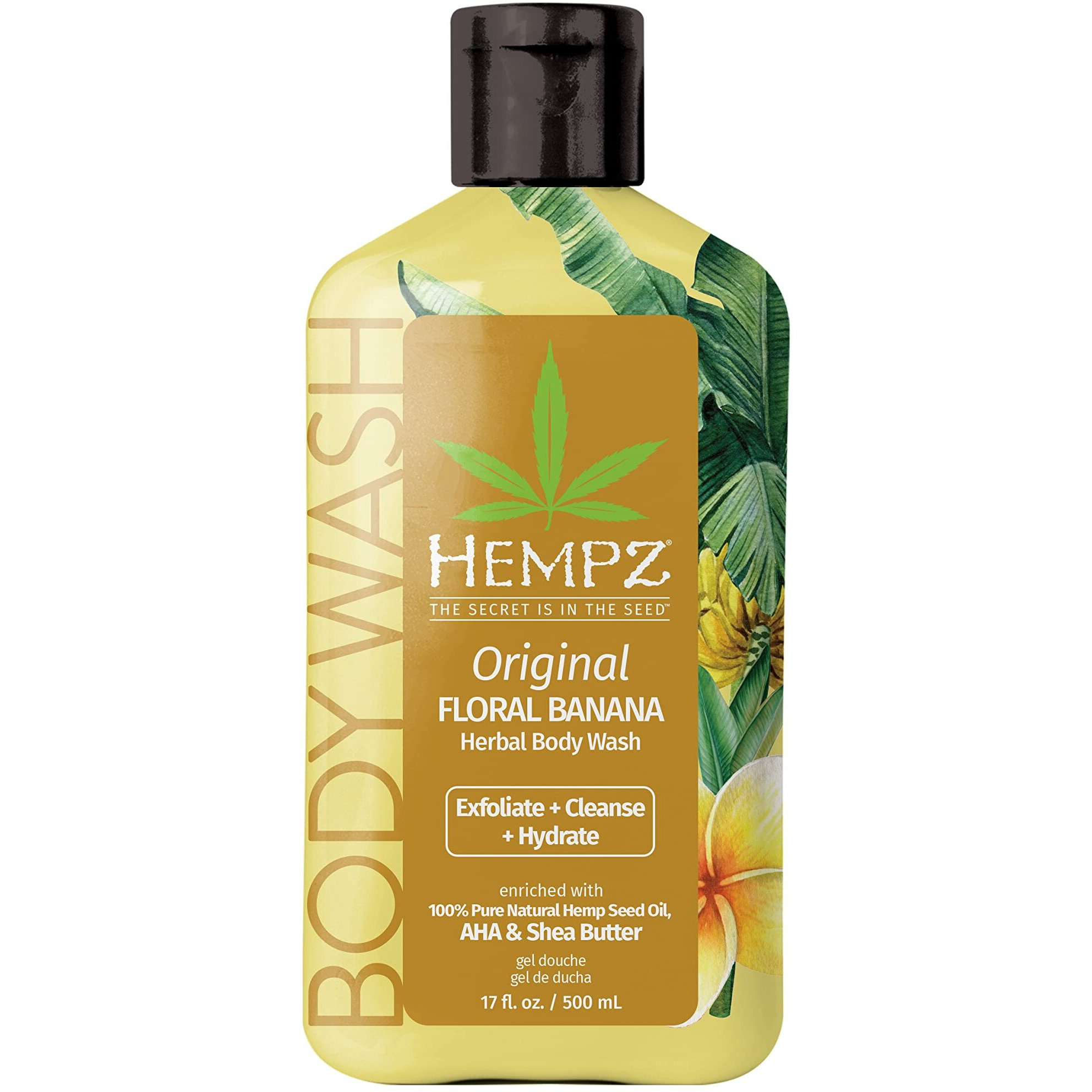 Hempz Body Wash - Fragrance Free - Hydrating For Sensitive Skin, Scented, Exfoliating With Shea Butter, Pure Hemp Seed Oil, And Algae For Sensitive Skin - 17 Fl Oz