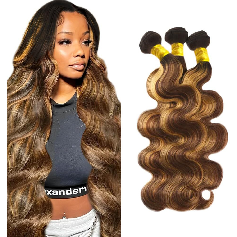 P4 27 Human Hair Bundles Ombre Body Wave Bundle Honey Blonde 3 Bundles Brazilian Unprocessed Virgin Hair 14 16 18 Inch