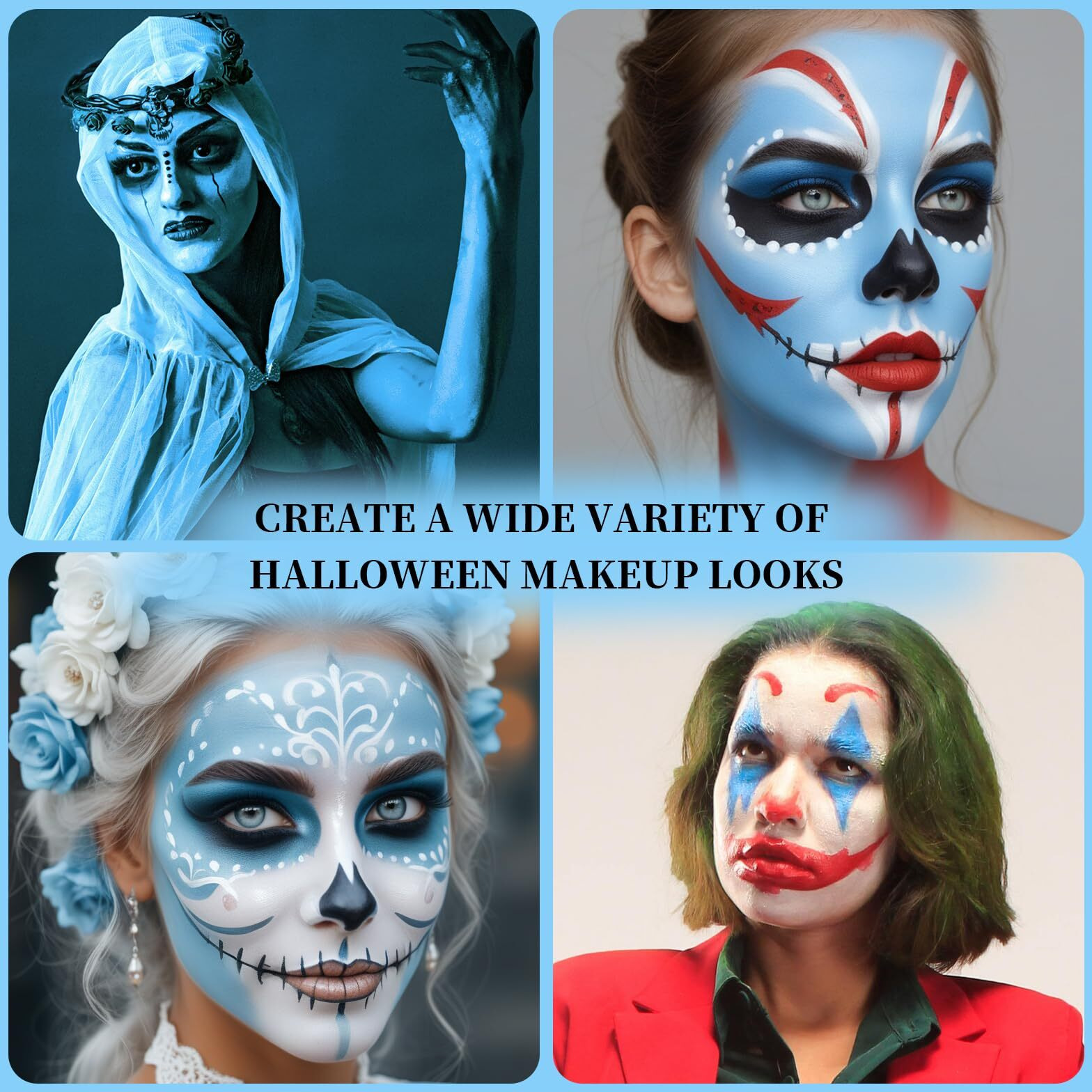 Ybuete Light Blue Face Body Painting Stick, Professional Light Blue Full-Coverage Cream Face Paint For Halloween Sfx Cosplay Makeup, Washable Eye Body Stick For Adult Costume Party