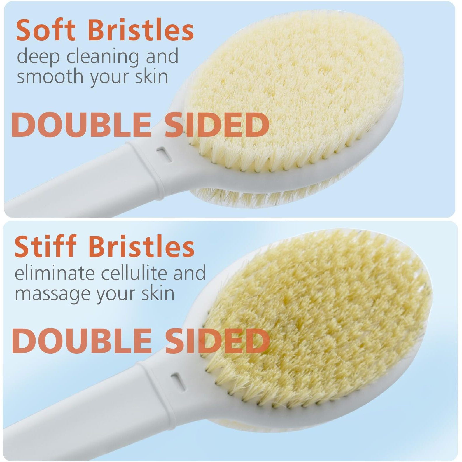 Shower Brush With Soft And Stiff Bristles,Long Handle Dual-Sided Back Scrubber Bath Brush Body Exfoliator For Wet Or Dry Brushing (Extra Long Green)