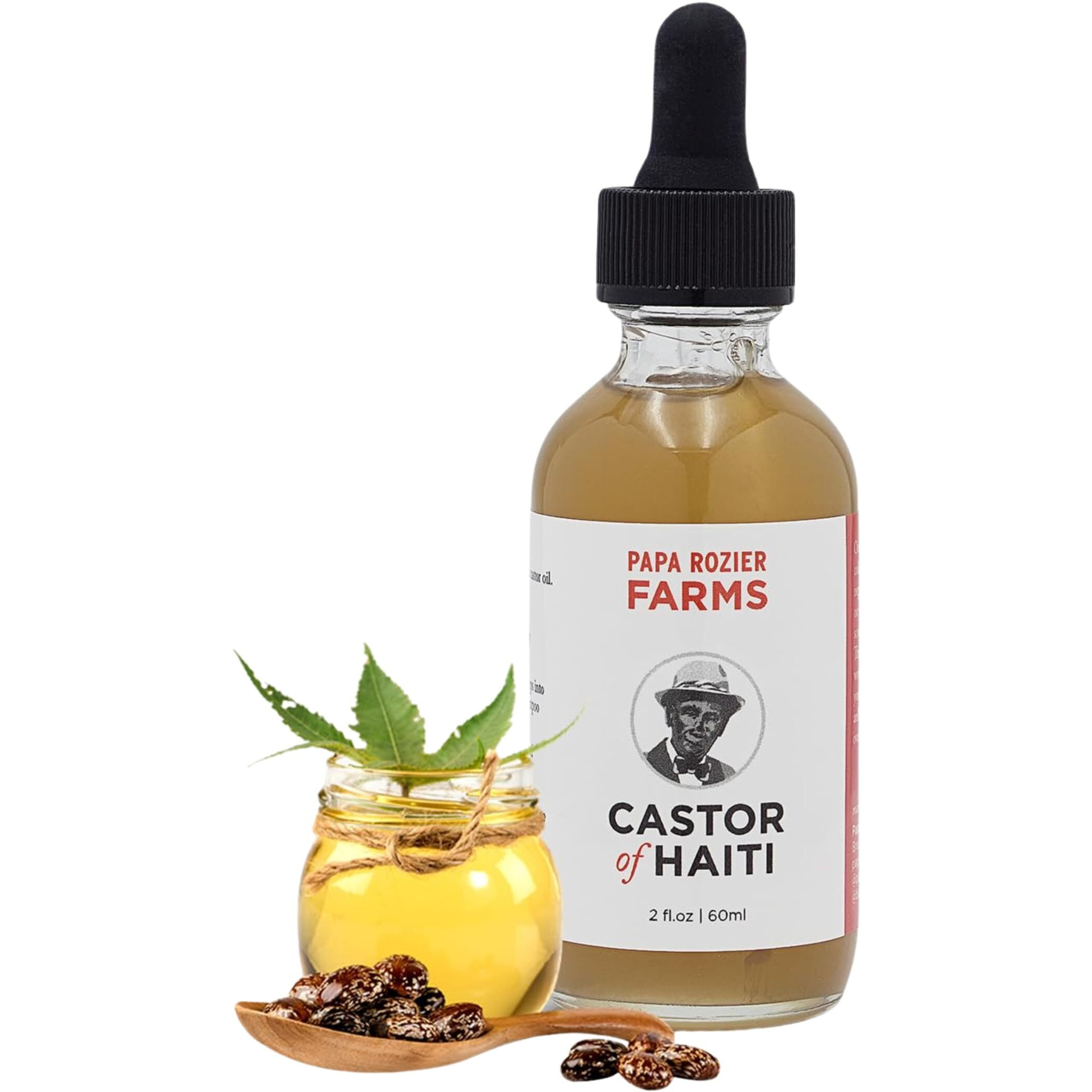 Papa Rozier Farms Pure Organic Castor Oil For Hair Growth, Skin Moisturizer, Grow Eyelashes, Eyebrows And Nails Treatment, 2 Fluid Ounces, Pack Of 1