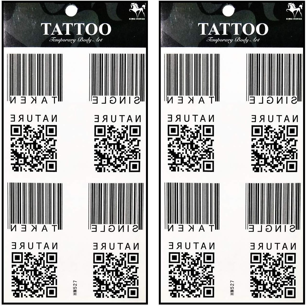 Tattoos 2 Sheets Bar Code Qr Code Temporary Tattoos Stickers Fake Body Arm Chest Shoulder Tattoos For Teens Men Women