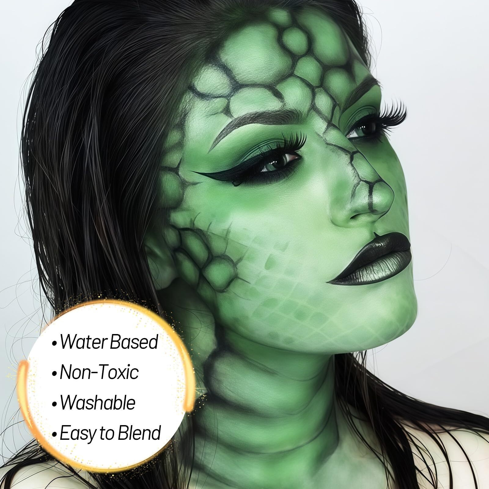 Ybuete Green Water Based Face Body Paint For St. Patricks Day, 2.37 Oz Large Tube Full Coverage Face Paint For Cosplay Gamora Hulk Witch, Washable Green Body Painting Cream Adult Halloween Sfx Makeup