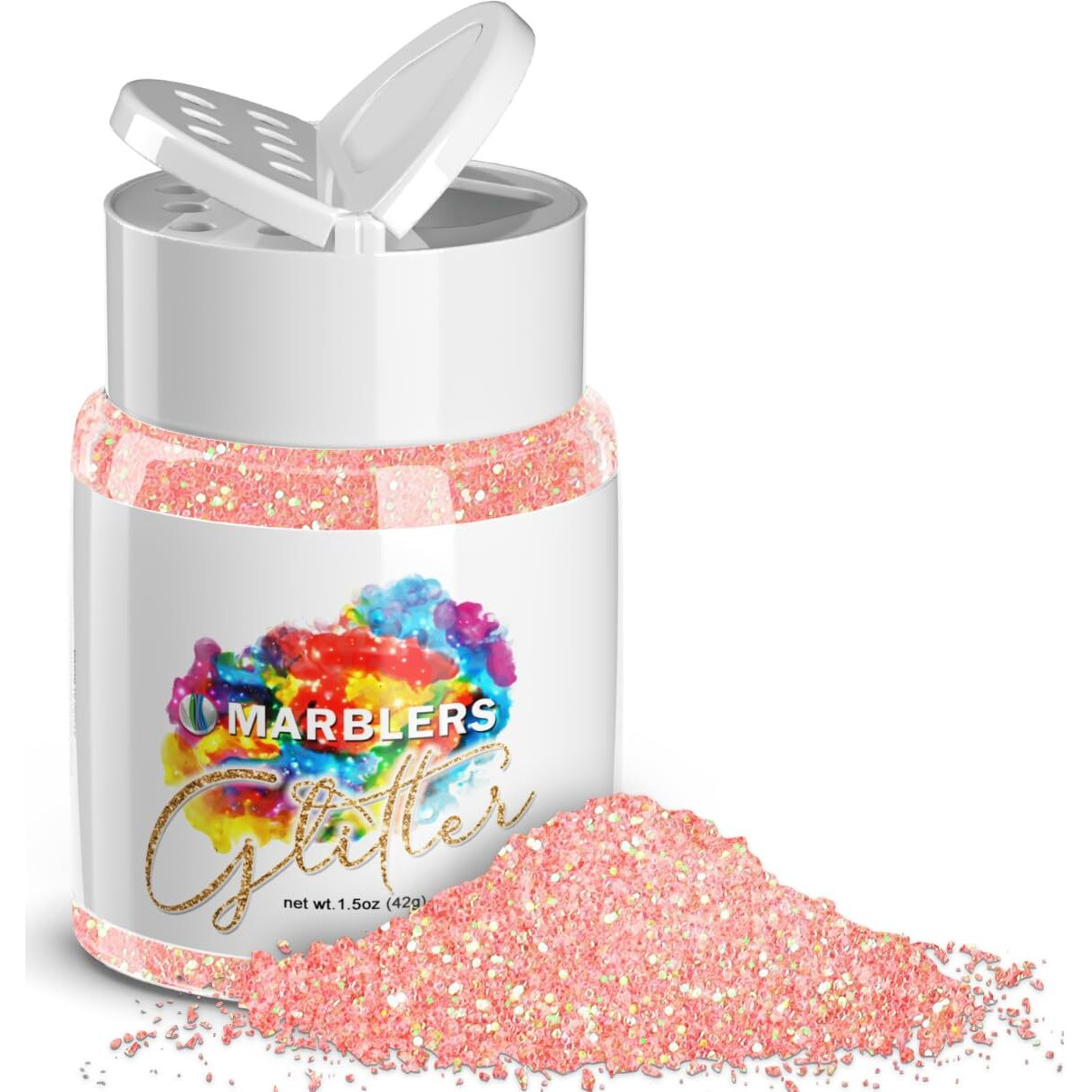 Marblers Holographic Glitter [Rainbow Pink] 1.5Oz (42G) | Fine | Non-Toxic, Vegan, Cruelty-Free | Face, Body, Eyeshadow, Hair, Festival, Party Makeup, Nail Art, Polish | Resin, Tumbler, Slime, Craft