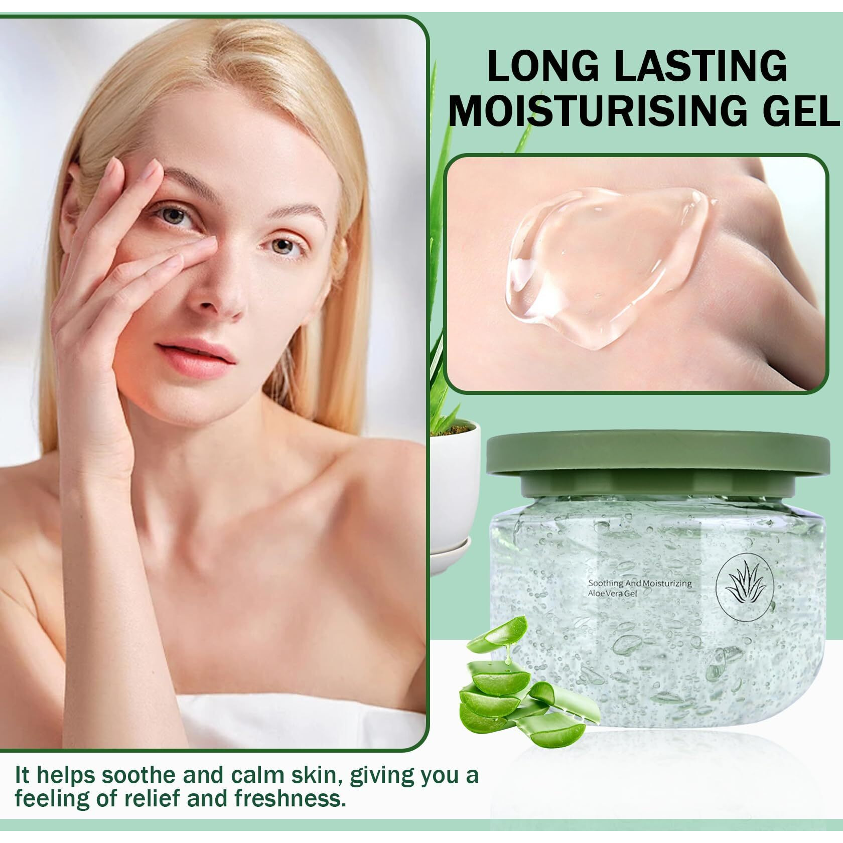 Moisturizing Gel For Face & Body,Non-Sticky Gel After Sun Aloe Lotion Skin Care,Fast Absorbing Long Lasting Refreshing Hydrating Face Moisturizer For All Skin Types 08