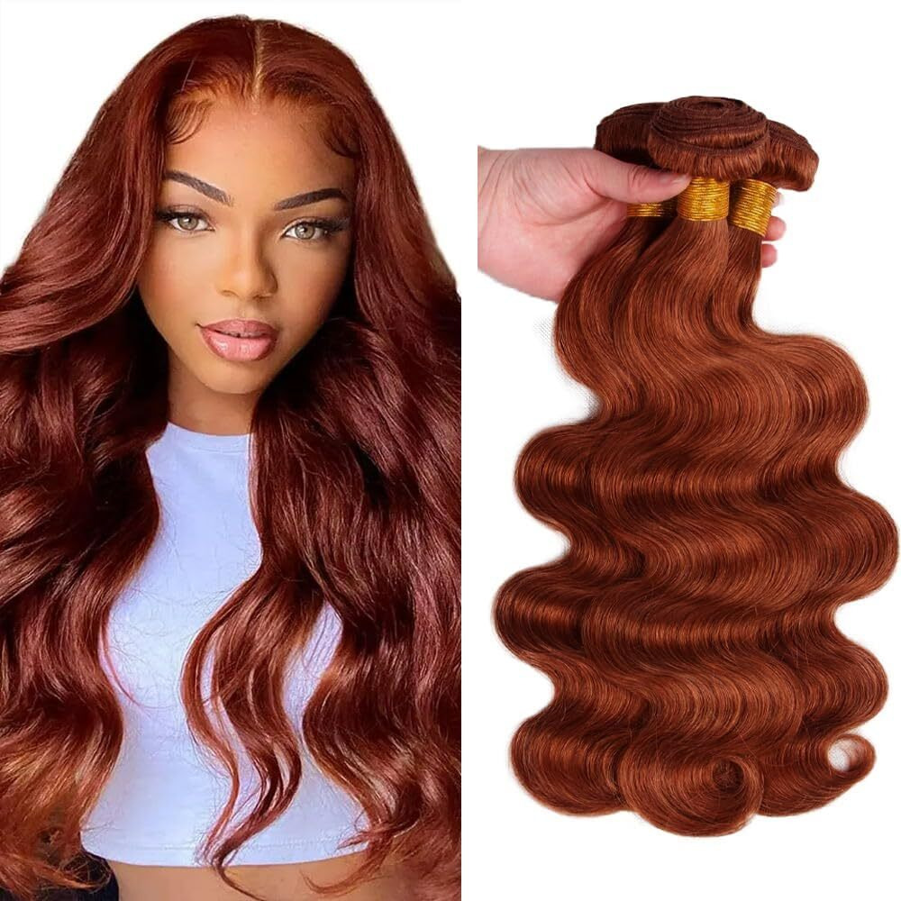 Reddish Brown Bundles Color 33 Bundle Body Wave Human Hair Copper Red 3 Bundles 18 18 18 Inch Brazilian Unprocessed Virgin Hair Extensions
