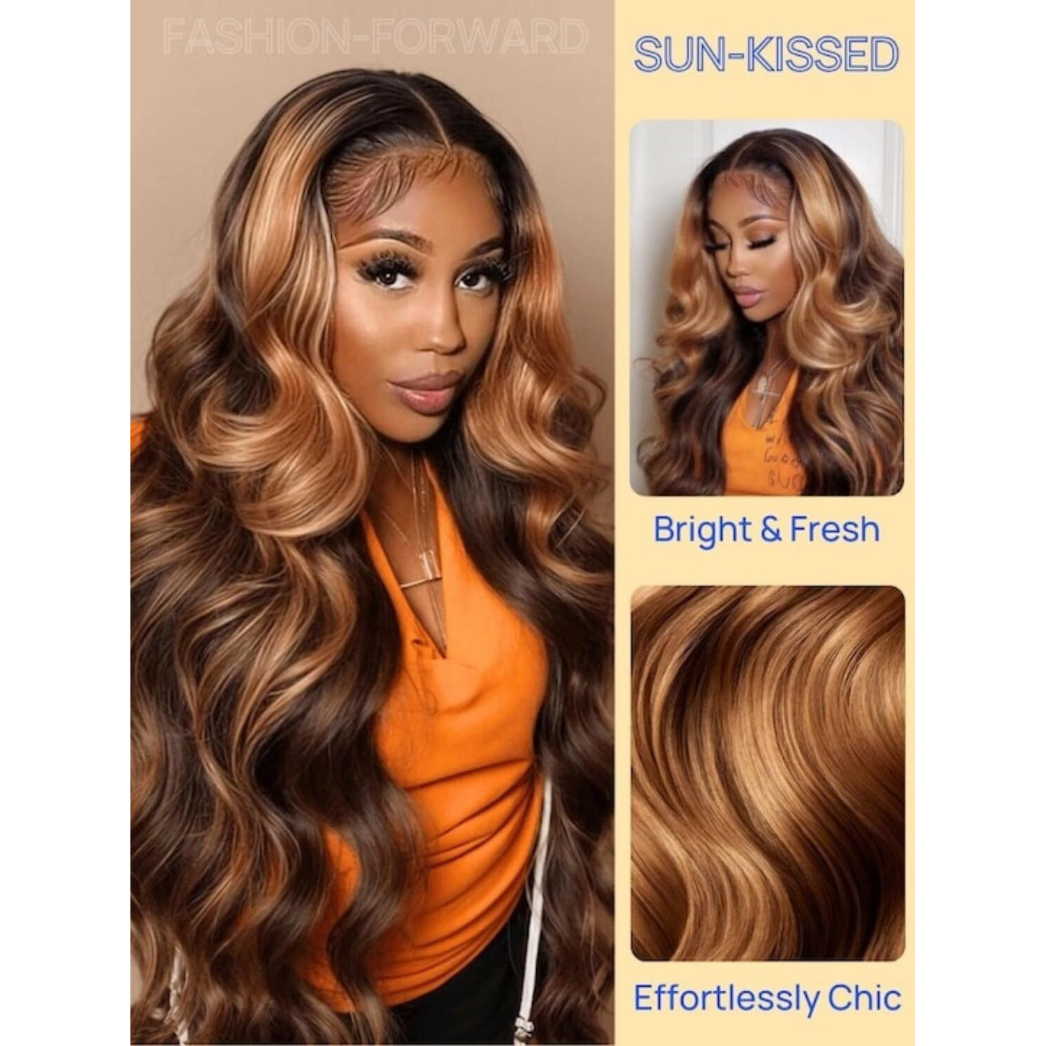Nadula Honey Blonde Bye Bye Knots Glueless Drawstring Wig Human Hair, 7X5 Hd Pre Cut Body Wave Lace Front Wig Pre Plucked Bleached Knots, Pre Everything Glueless Ready To Wear Highlight Wig 22Inch