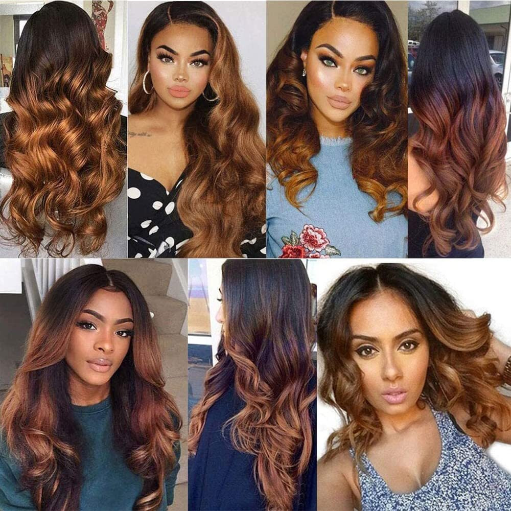 Zevpiul 1B30 Ombre Brown Bundles Human Hair Body Wave 3 Bundles 22 24 26 Inch Unprocessed Brazilian Virgin Remy Dark Brown Body Wave Bundle Human Hair Extensions