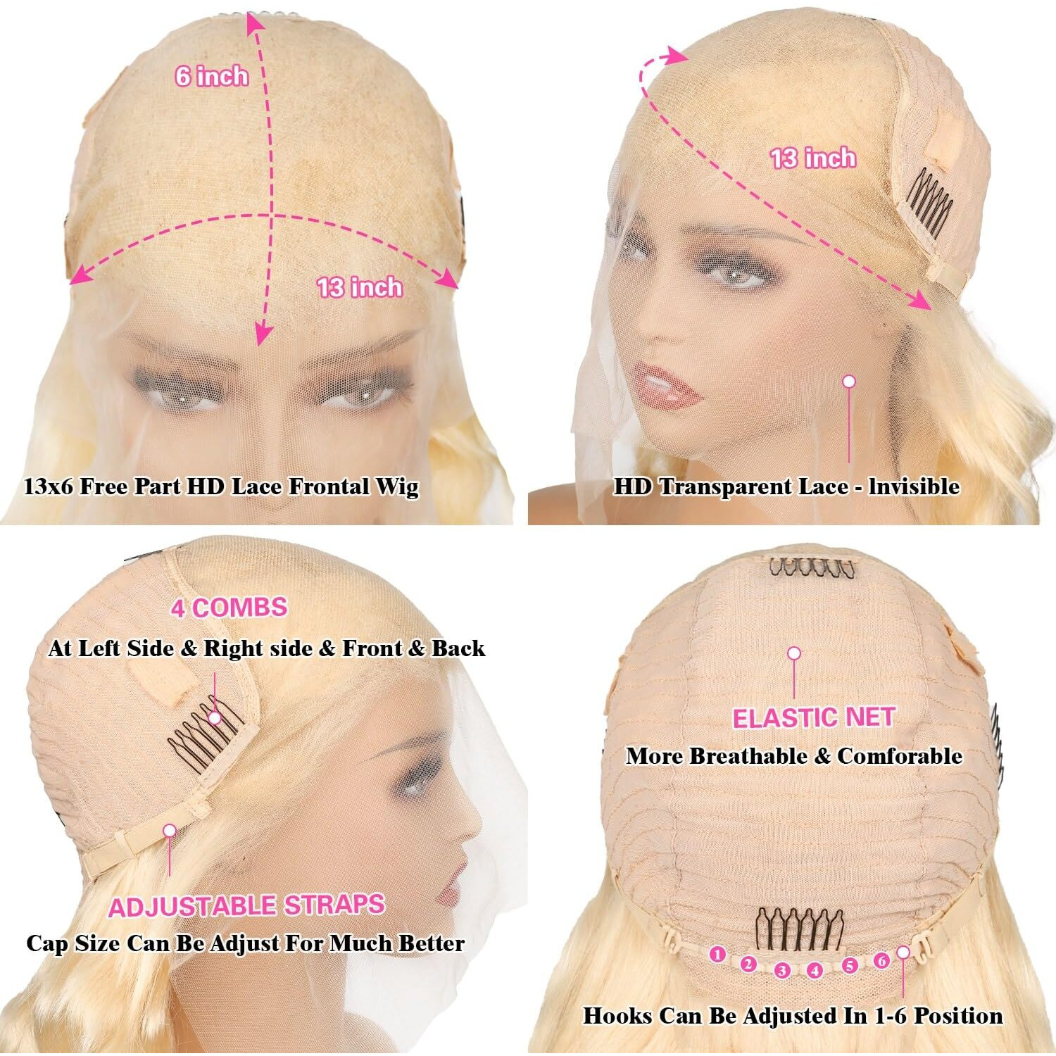 Resore 26 Inch 613 Lace Front Wigs Human Hair 200 Density 13X6 Hd Transparent Lace Full & Thick Body Wave 613 Blonde Wig Glueless Pre Plucked With Baby Hair