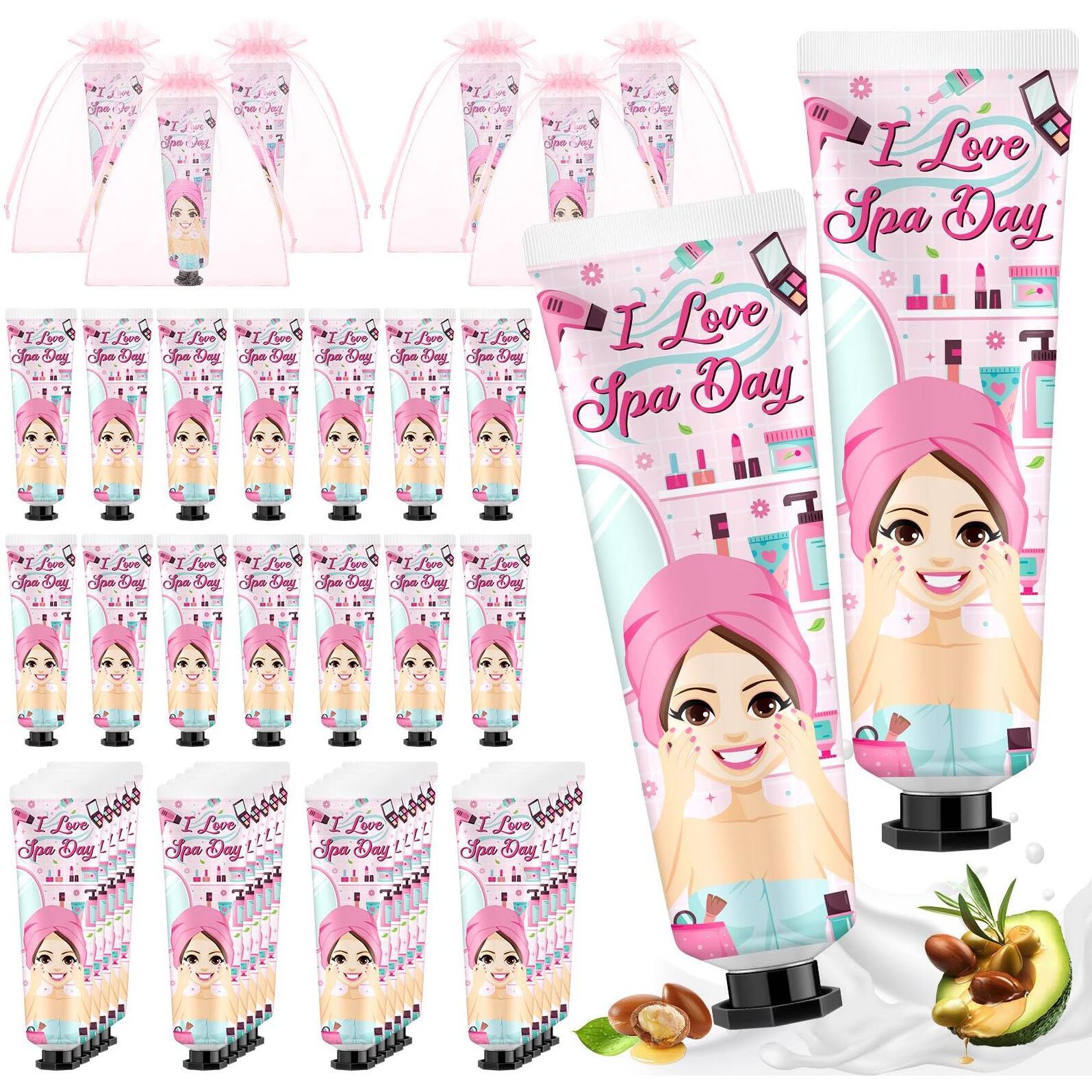 Swiffen 48 Sets Baby Shower Hand Cream Bulk Spa Party Favors Bridal Thank You Hand Cream For Guests Travel Size Lotion With Organza Bags