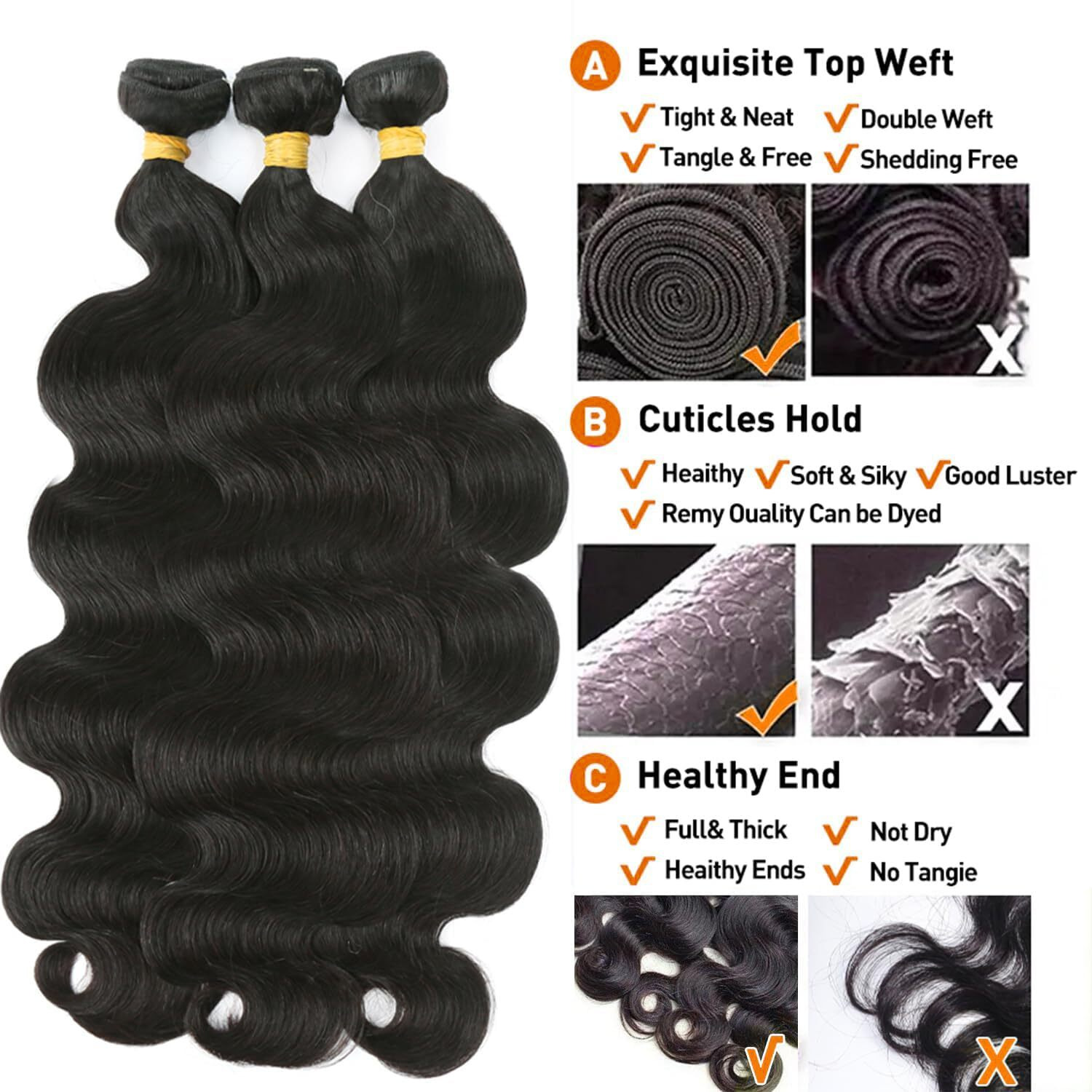 12A Human Hair Bundles 32 Inch Body Wave Bundles Human Hair 100% Unprocessed Brazilian Virgin Weave 1 Bundle Real Natural Black Wavy Human Hair Extensions 1B Bundles For Women