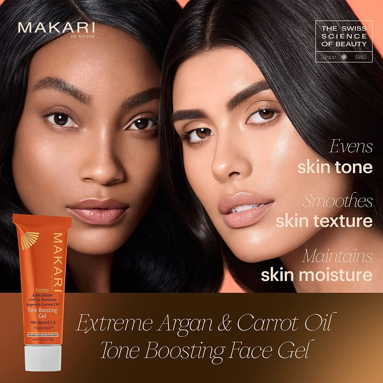 Makari Extreme Argan & Carrot Oil Tone Boosting Face Gel (1 Oz) | Even Toning & Anti-Aging Treatment For Acne, Sun Spots, Freckles, And Wrinkles | Tightening Gel With Organiclarine