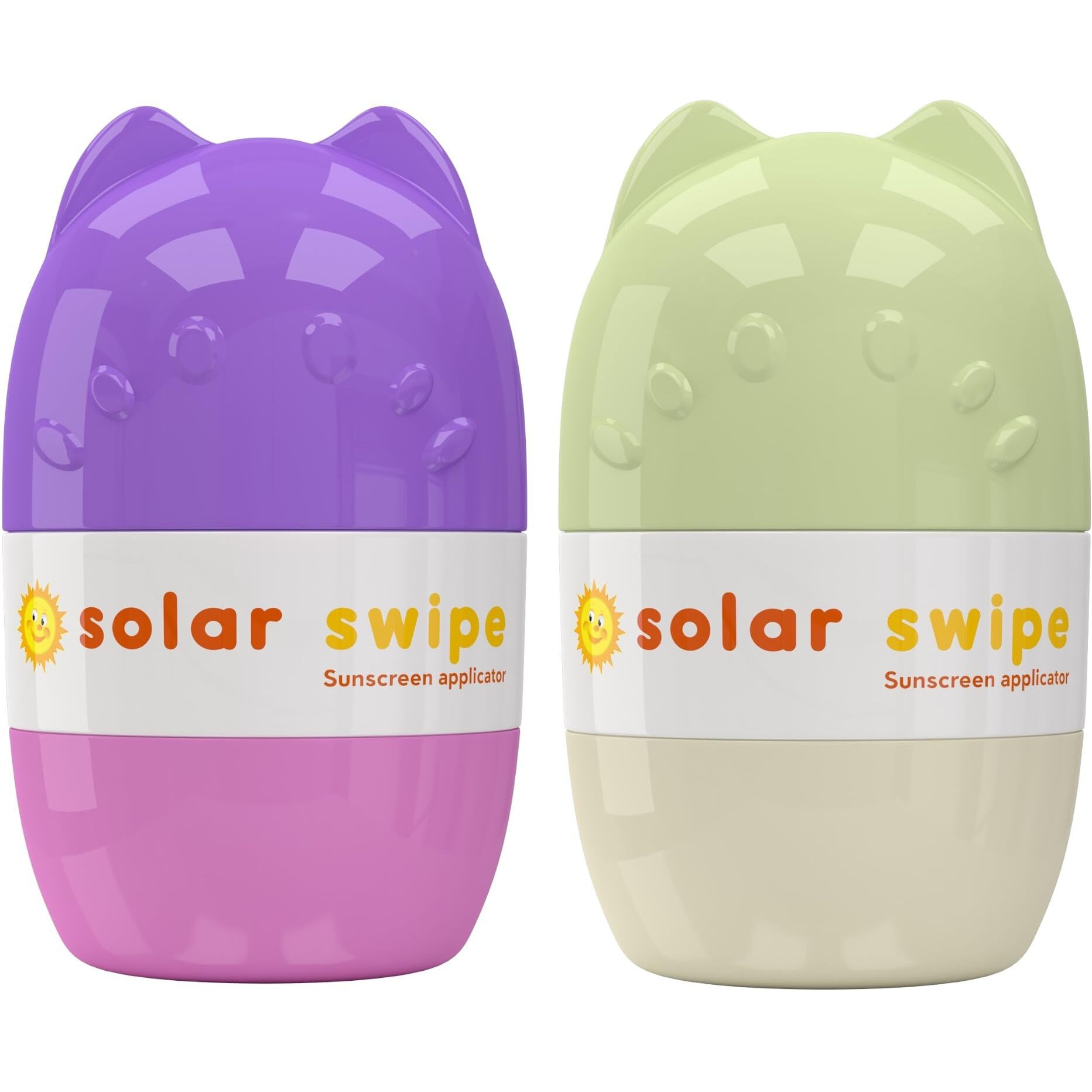 Solar Swipe Sunscreen Applicator - Refillable Roll On For Kids & Adults Mess-Free Sunscreen Roller & Sponge Dispenser Portable Sun Protection, Ideal For Travel & Outdoor Use (Olive & Purple)