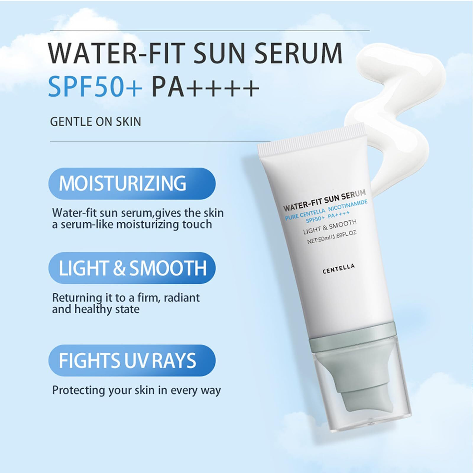 Tinted    Sunscreen Spf50 Pa++++, 50Ml Cen-Tella Madagascar Face Sun Screen Long-Lasting Protection, Hyalu Cica Water-Fit Sun Serum Matte No White Cast For All Skin Type And Uv Defense