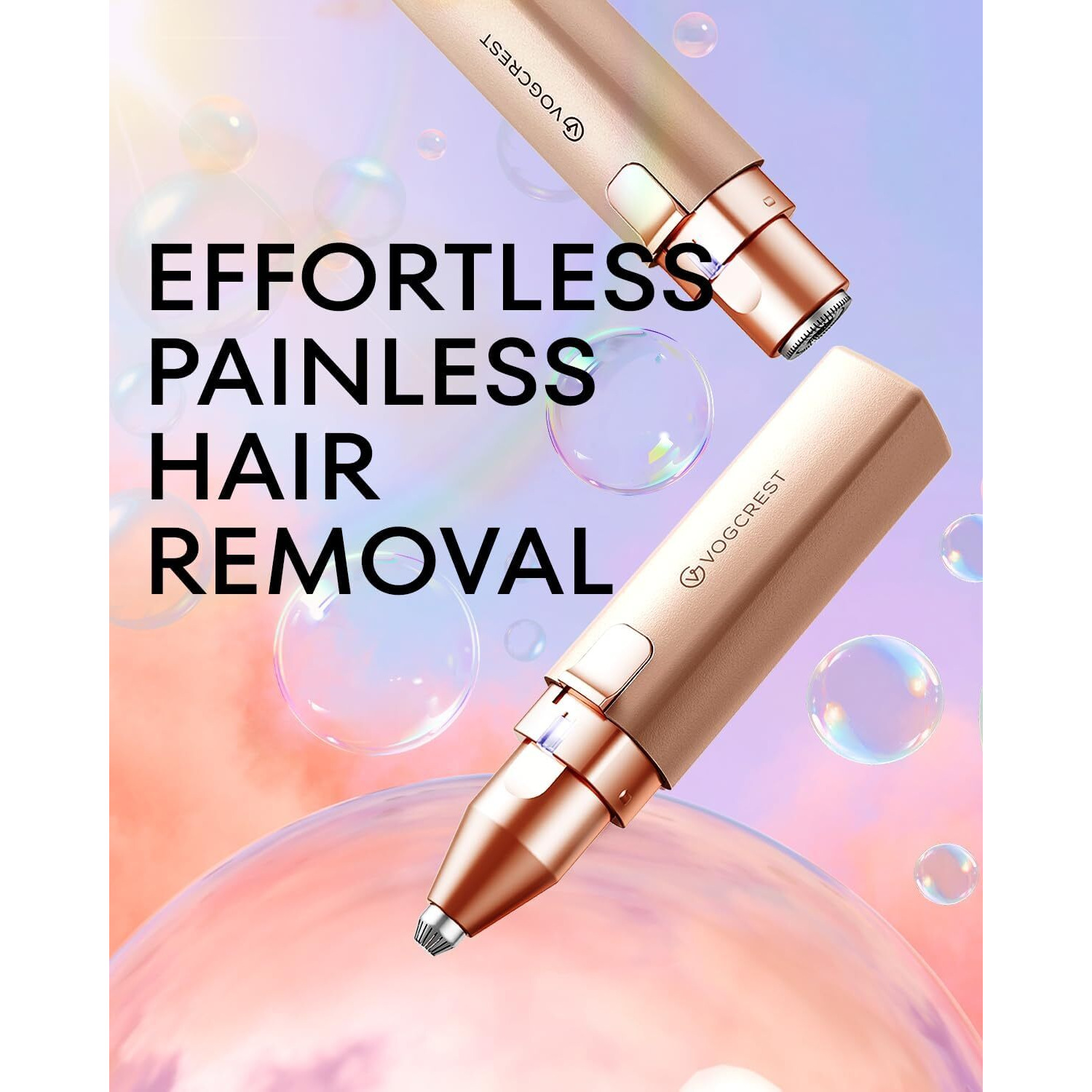 Vg Vogcrest Rechargeable Facial Hair Removal For Women 2-In-1 Electric Eyebrow And Facial Hair Removal Device - Suitable For Eyebrows Chin Cheeks Features A Built-In Led Light (Gold)