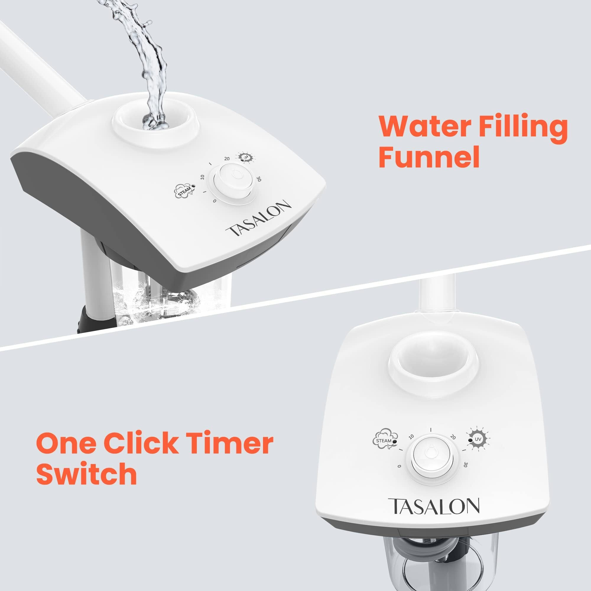 Tasalon Professional Facial Steamer Machine On Wheels, Standing Esthetician Steamer With Hot Ozone Mist, Facial Be Used For Skin Rejuvenation, Steamer For Facial Used For Spa Or Personal Care, White