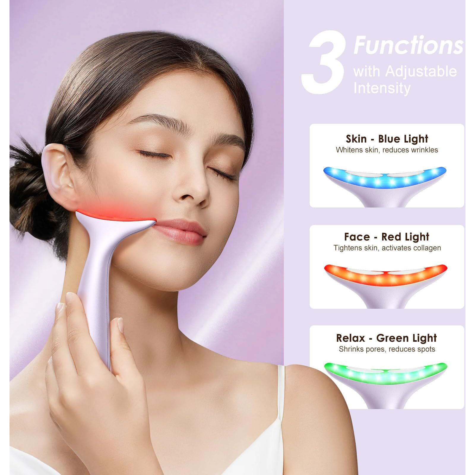 Facial And Neck Massager For Face, Neck - Skin Lifting & Firming - Wrinkle & Dark Circle Reducer - At Home Skin Care Face Sculpting Tool And Neck Massager-Pastel Purple