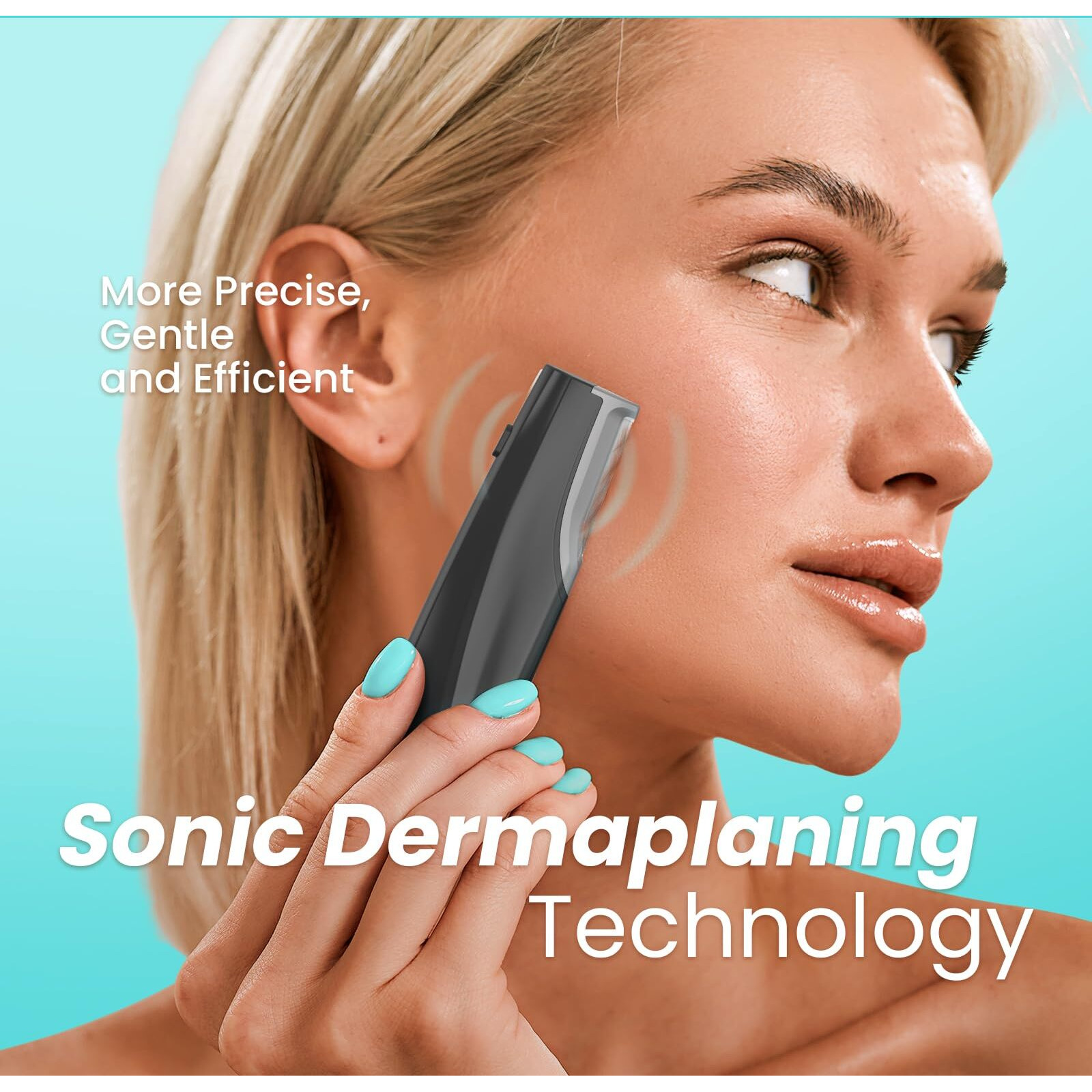 Sonic Dermaplaning Tool For Face - Rechargeable Dermaplane Razor With 6 Refill Dermablades, Facial Hair & Peach Fuzz Remover For Women (Black)