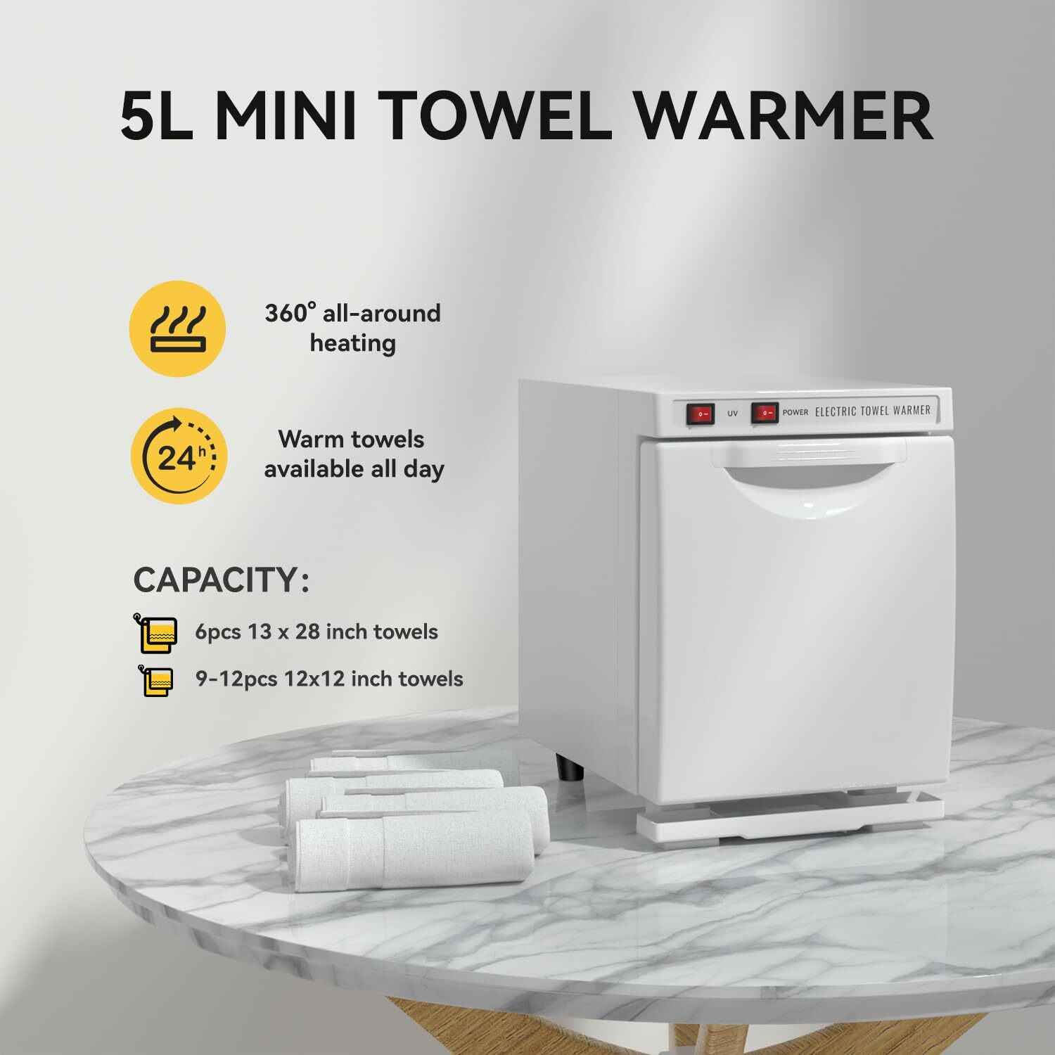 Hytobp Hot Towel Warmer For Spa, 5L Thermostatic Towel Heater, 2-In-1 Professional Mini Towel Warmer, Beauty Salon And Spa Towel Warmers For Facial.(5L-White)