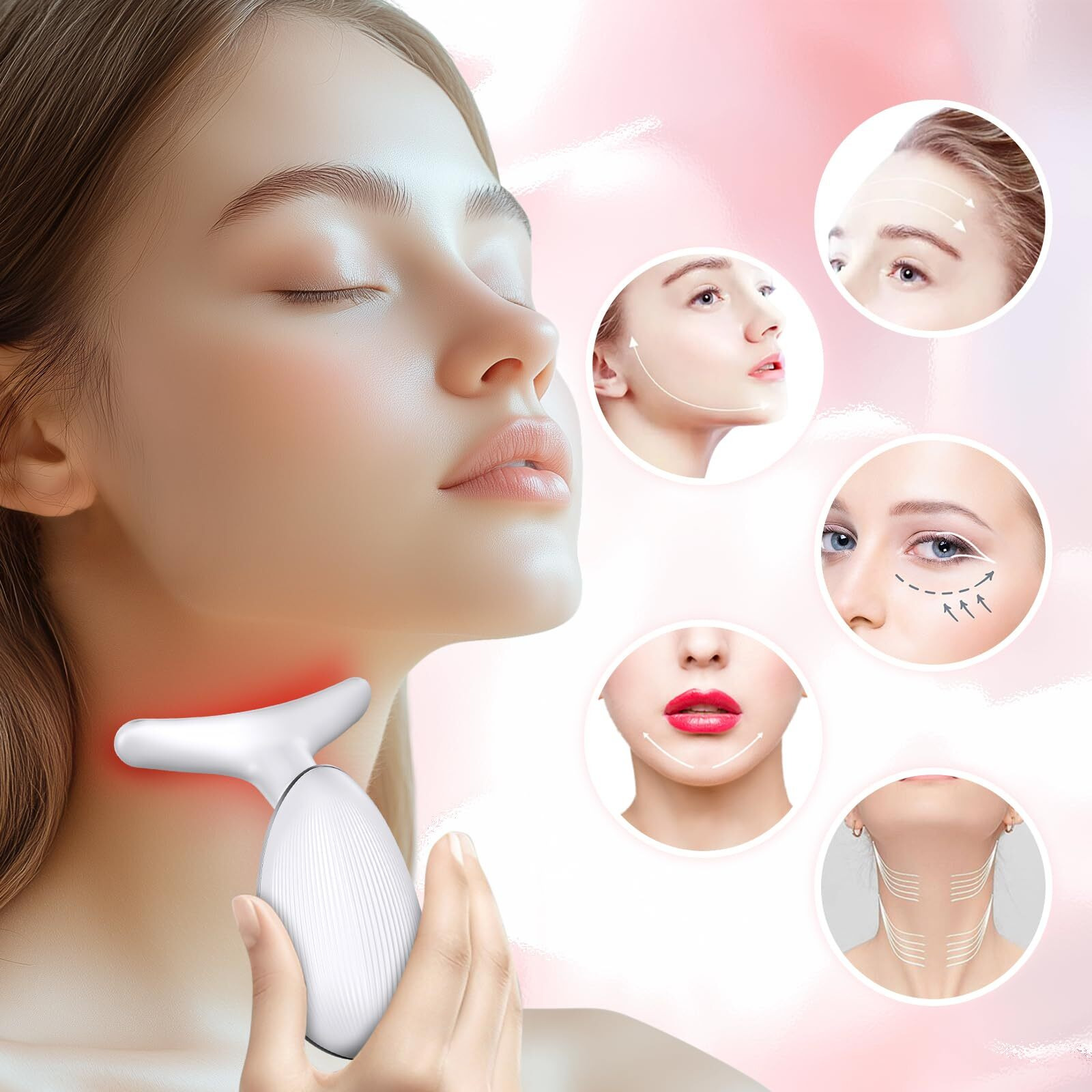 Neck Facial Massager, Light Face Neck Massager For Skin Care, Multifunctional Facial Skincare Tools With Vibration, At Home