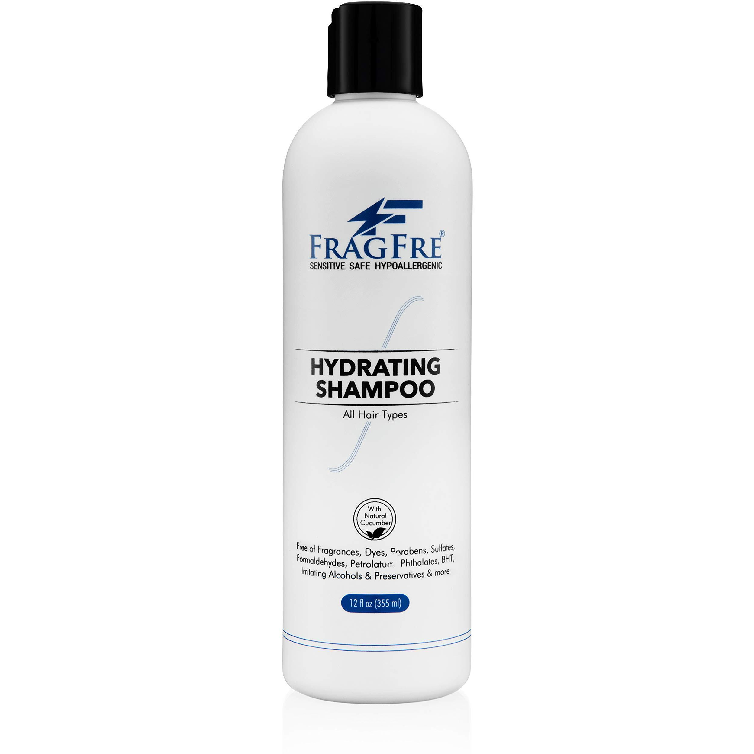 Fragfre Hydrating Sensitive Skin Shampoo 12 Oz - Sulfate-Free, Fragrance-Free, Paraben-Free, Color-Safe, Hypoallergenic, Mild Hair Cleanser - Gluten-Free, Vegan, Cruelty-Free, With Natural Cucumber