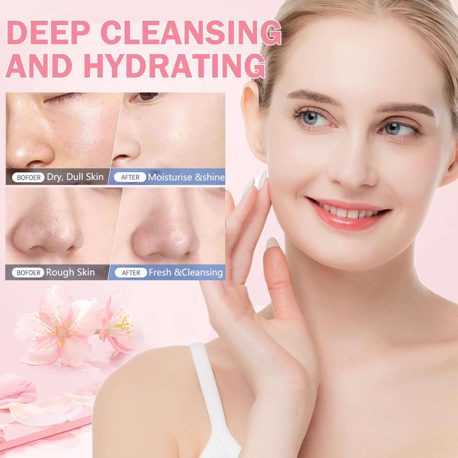 Skin Care Set For Women Girls, Cherry Blossoms Beauty Gift Sets For Intense Hydration, Face Skin Care Kit With Cleanser, Toner, Serum, Eye Cream, Face Cream - 8Pcs Skin Care Routine Kit