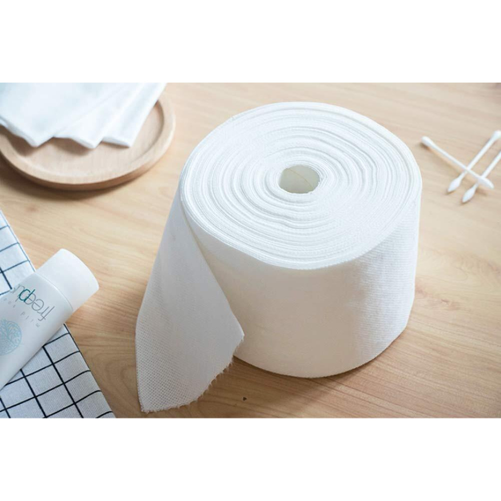 1 Roll Of Disposable Cleaning Face Towel Non-Woven Fabric Disposable Wipers Washcloths Makeup Facial Soft Pads (White)
