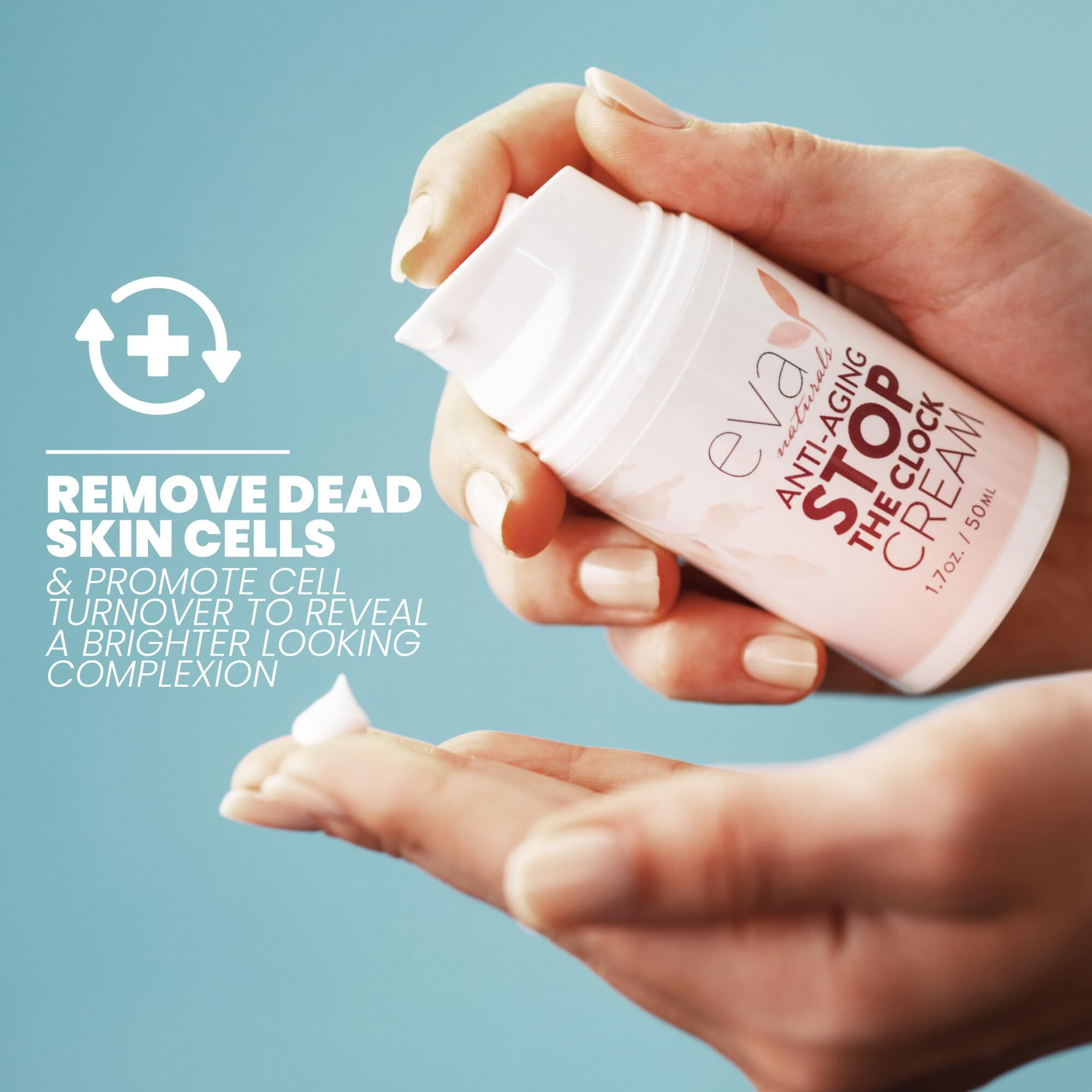 Eva Naturals Stop The Clock Anti-Aging Cream (1.7Oz) - Face Moisturizer Visibly Reduces Wrinkles, Facial Skin Care Products With Glycolic - Moisturizer For Face - Premium Quality Face Cream