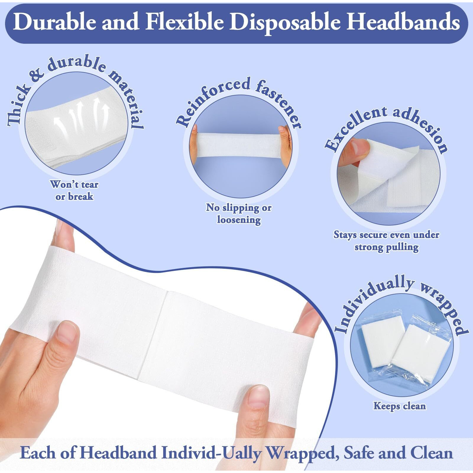 40 Pcs Disposable Spa Facial Headbands, Stretch Headband Wrap With Adjustable Magic Tape, Esthetician Spa Headband Stretch Non-Woven Facial Skincare For Women Sport Yoga Salon Shower