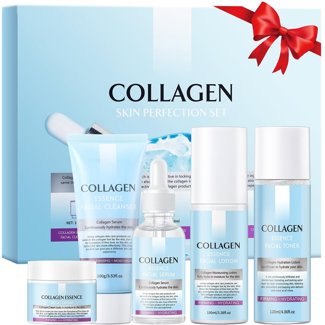 Skin Care Gift Set For Women, Valentine's Day Gifts, Anti Aging Skin Care Set With Collagen, Best Daily Hydrating Skin Care Kit, Beauty Gift Set, Skin Care Routine Kit For Women, Facial Self Care Kit