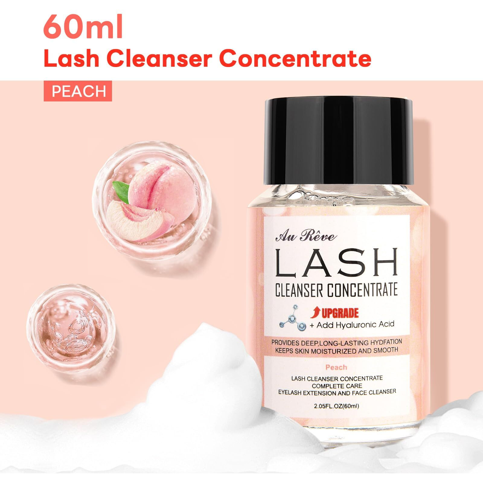 Aureve Lash Shampoo Concentrate 60Ml Lash Cleanser Concentrate Add Hyaluronic Acid Oil-Free Lash Extension Shampoo Perfect For Salon