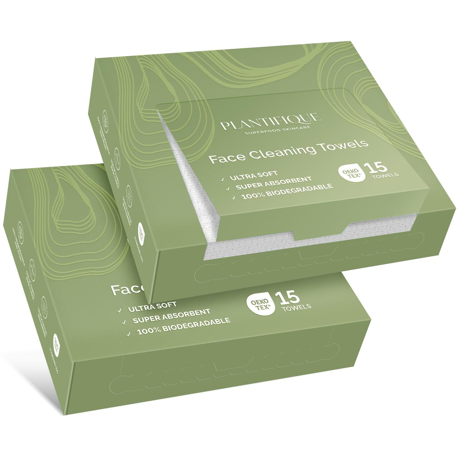 Plantifique Disposable Face Towels Xl 10"&quotX12"" - 100% Biodegradable Viscose Facial Towelettes For Women Skin Care - Face Cleaning Towel 30 Count