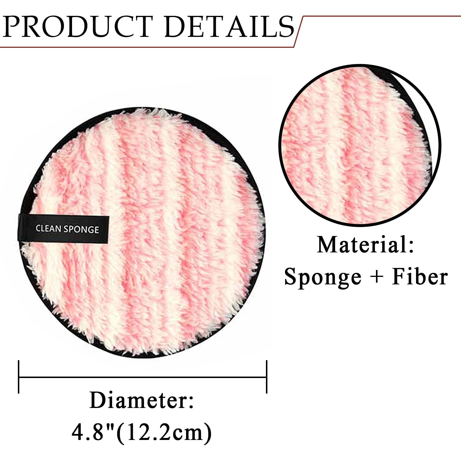 Vtrem 3 Colors Reusable Makeup Remover Pads Soft Facial Cleaning Puffs Towels Face Eye Lip Remover Pads Double-Side Washable Make Up Removing Cloth Microfiber, Pink/Brown/Black