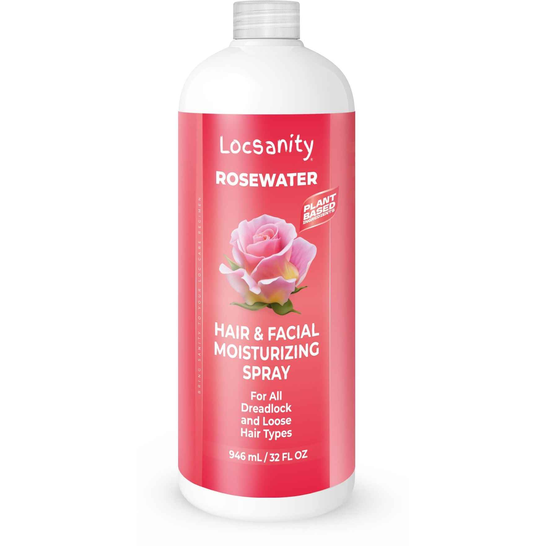 Locsanity Pure Rosewater Hair And Facial Spray - Jumbo Size Hydrating Face Mist To Soothe, Refresh, And Rejuvenate Skin, Reduce Oil And Buildup (32Oz)
