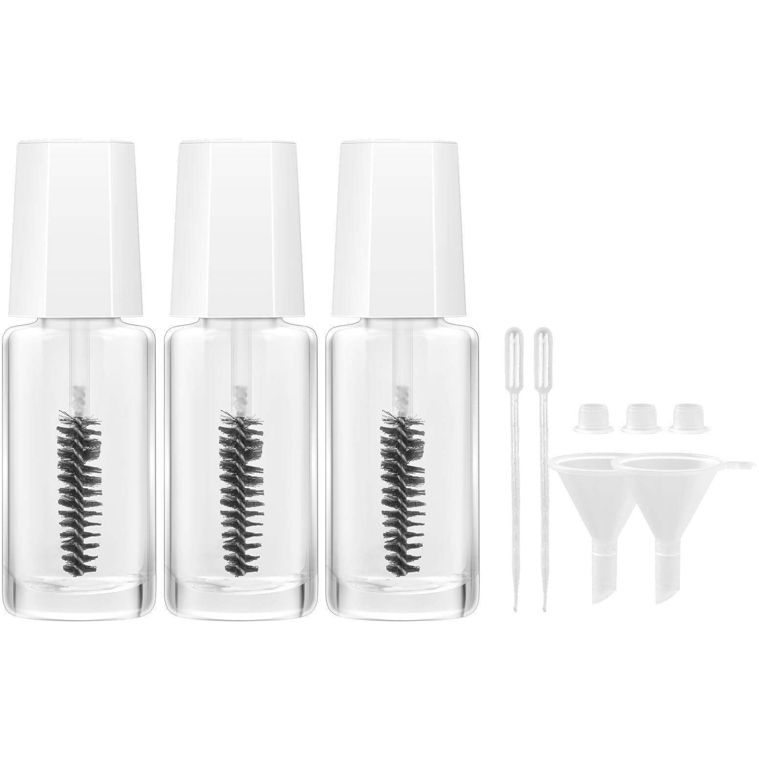 Glass Empty Mascara Tube And Wand (3Pack, 10Ml) Leakproof Mascara Tubes Empty For Castor Oil, Lash Serum, Brow Growth Oil - Eyelash Serum Applicator Glass Bottle With Wand, Stopper, 2 Funnel & Dropper
