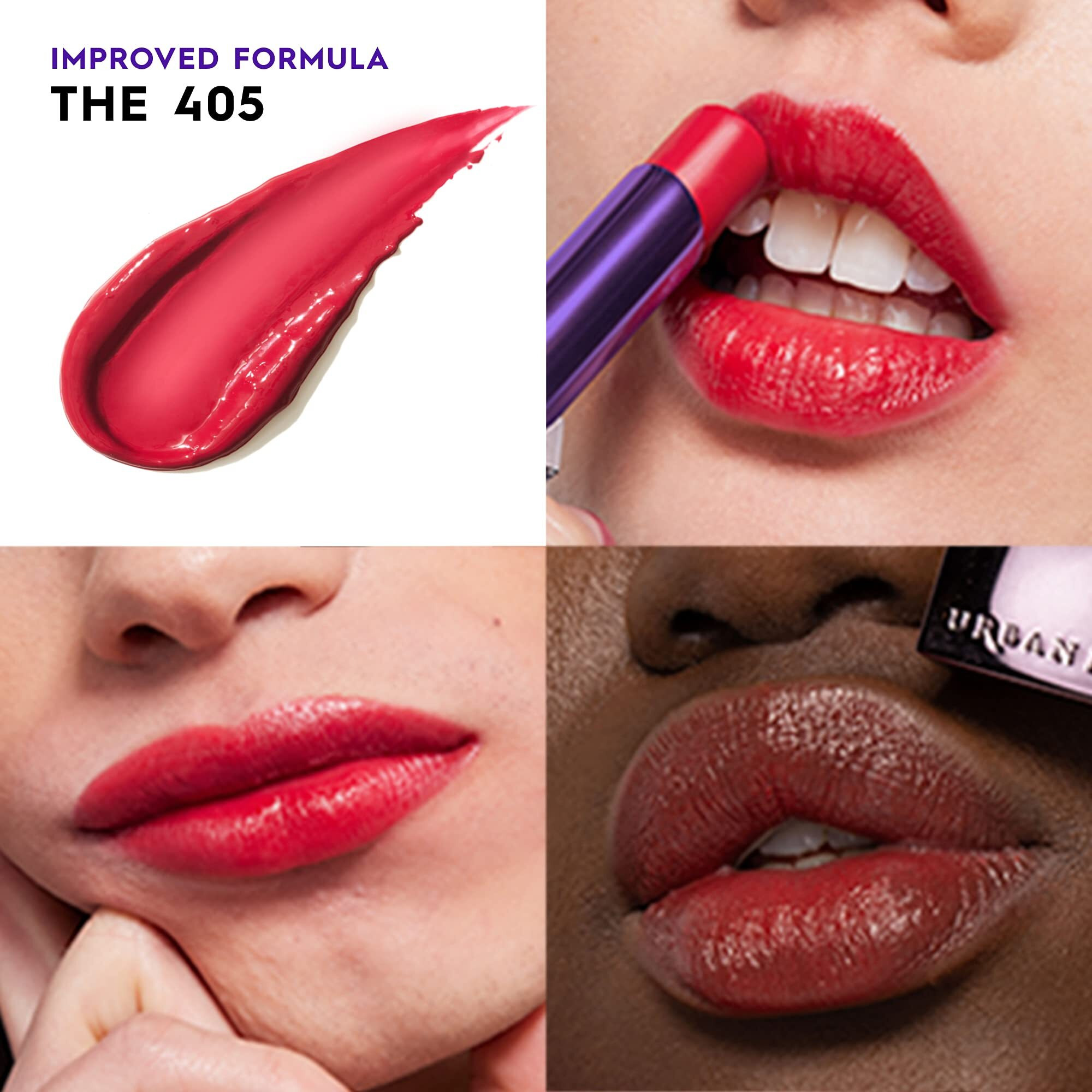 Urban Decay Vice Hydrating Lipstick (The 405 - Sheer Bright Cherry Red - Shine Finish), Creamy Formula, Moisturizing Lip Color With Aloe Vera & Avocado Oil, Vegan, Cruelty-Free - 0.11 Oz