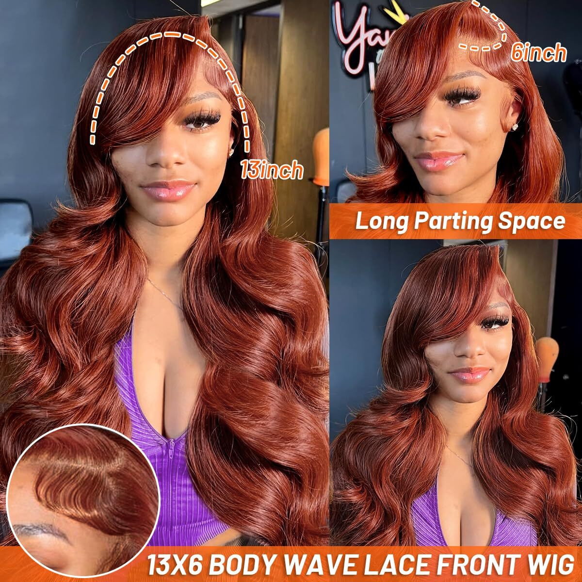 Ozkan 13X6 Reddish Brown Hd Lace Front Wigs Human Hair Pre Plucked With Baby Hair 33 Brazilian Full Lace Frontal Wig Body Wave Wig For Women 180% Density Auburn Brown 20 Inch