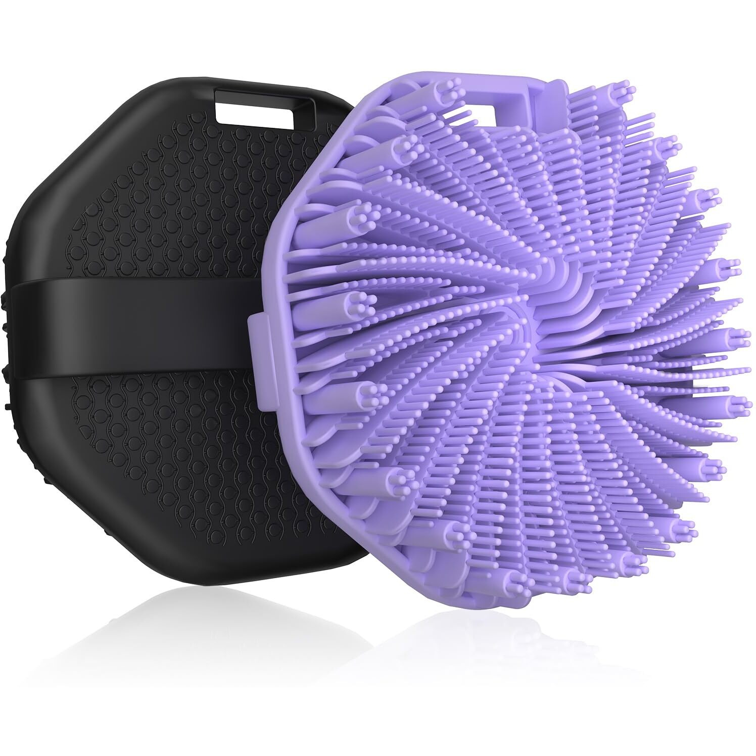 Silicone Body Scrubber 2 Counts, Exfoliating Body Wash Scrubbers Exfoliator, Shower Body Brush For Effective Showering Exfoliation And Gentle Massage (Black+Purple)