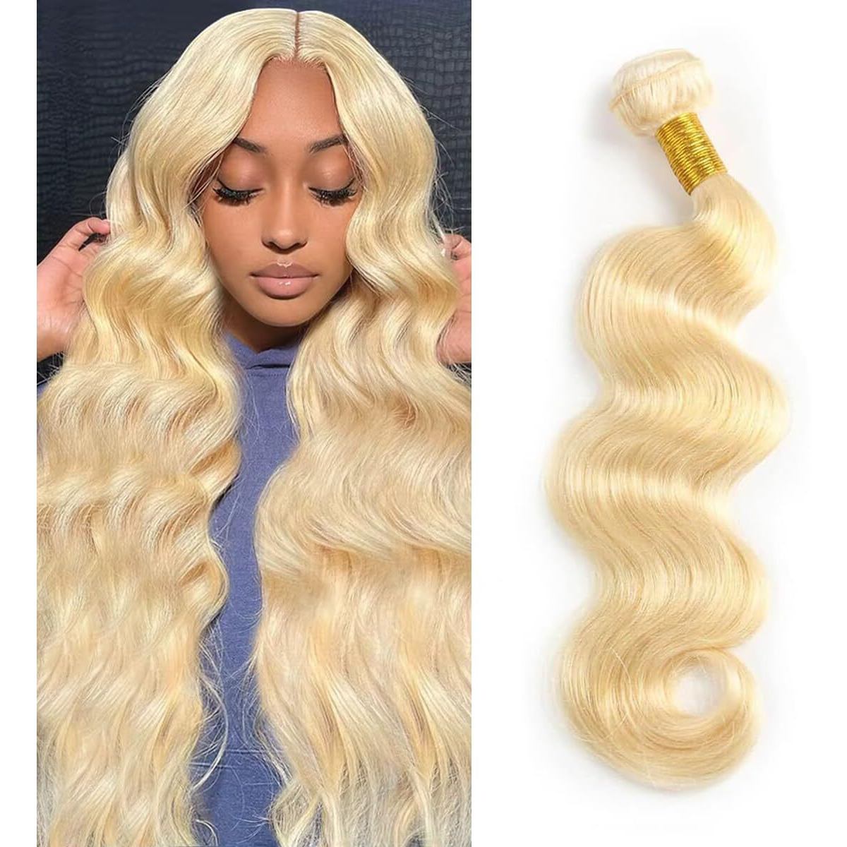 Body Wave 613 Bundles Human Hair Blonde Hair Extensions 20 Inch Natural Brazilian Virgin Unprocessed Human Hair Soft And Silky No Smelling Can Be Dyed Or Restyled