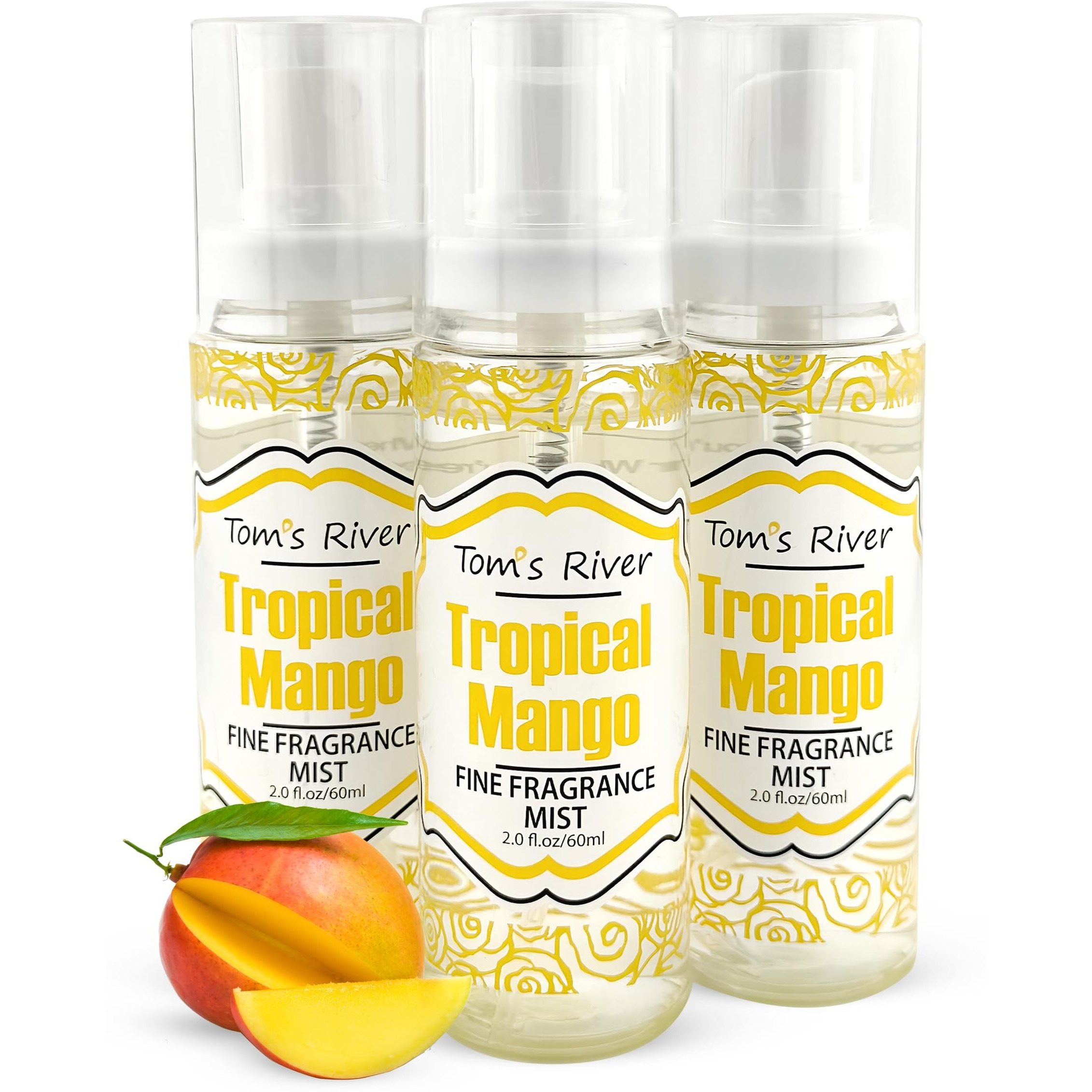 Tom's River Fine Fragrance Body & Hair Mist | Tropical Mango Scented (Pack Of 3) | For Daily Use | Travel-Friendly | 2 Fl Oz/ 60Ml Per Bottle