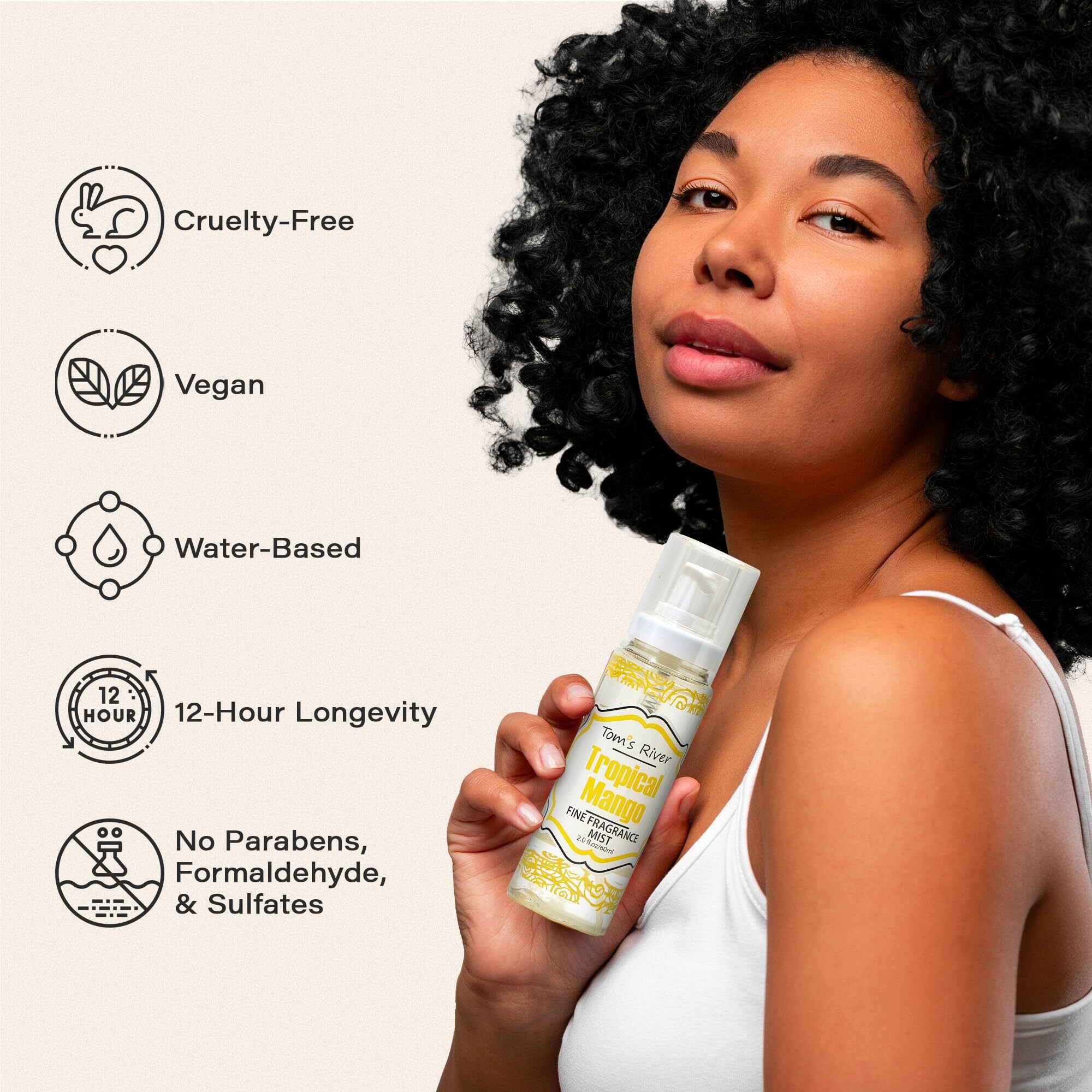 Tom's River Fine Fragrance Body & Hair Mist | Tropical Mango Scented (Pack Of 3) | For Daily Use | Travel-Friendly | 2 Fl Oz/ 60Ml Per Bottle