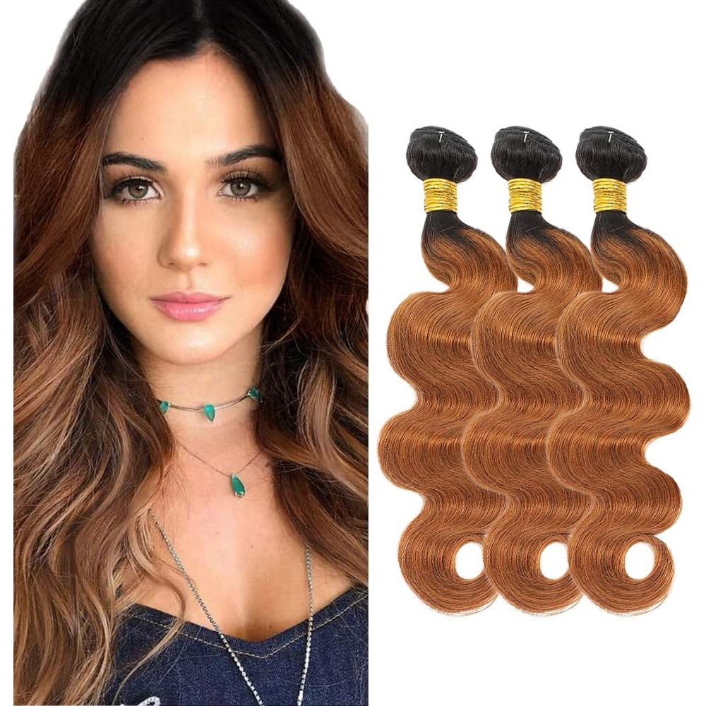 1B30 Ombre Brown Bundles Human Hair Body Wave 3 Bundles 20 22 24 Inch Unprocessed Brazilian Virgin Remy Dark Brown Body Wave Bundle Human Hair Extensions