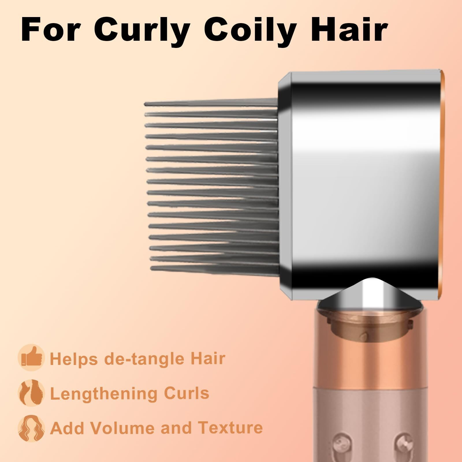 Zephblow Wide-Tooth Comb Attachment For Dyson Airwrap Hs01/05,Pre-Styling Dryer Brush For Curly Coily Hair, Replacement Part For No.971894-03