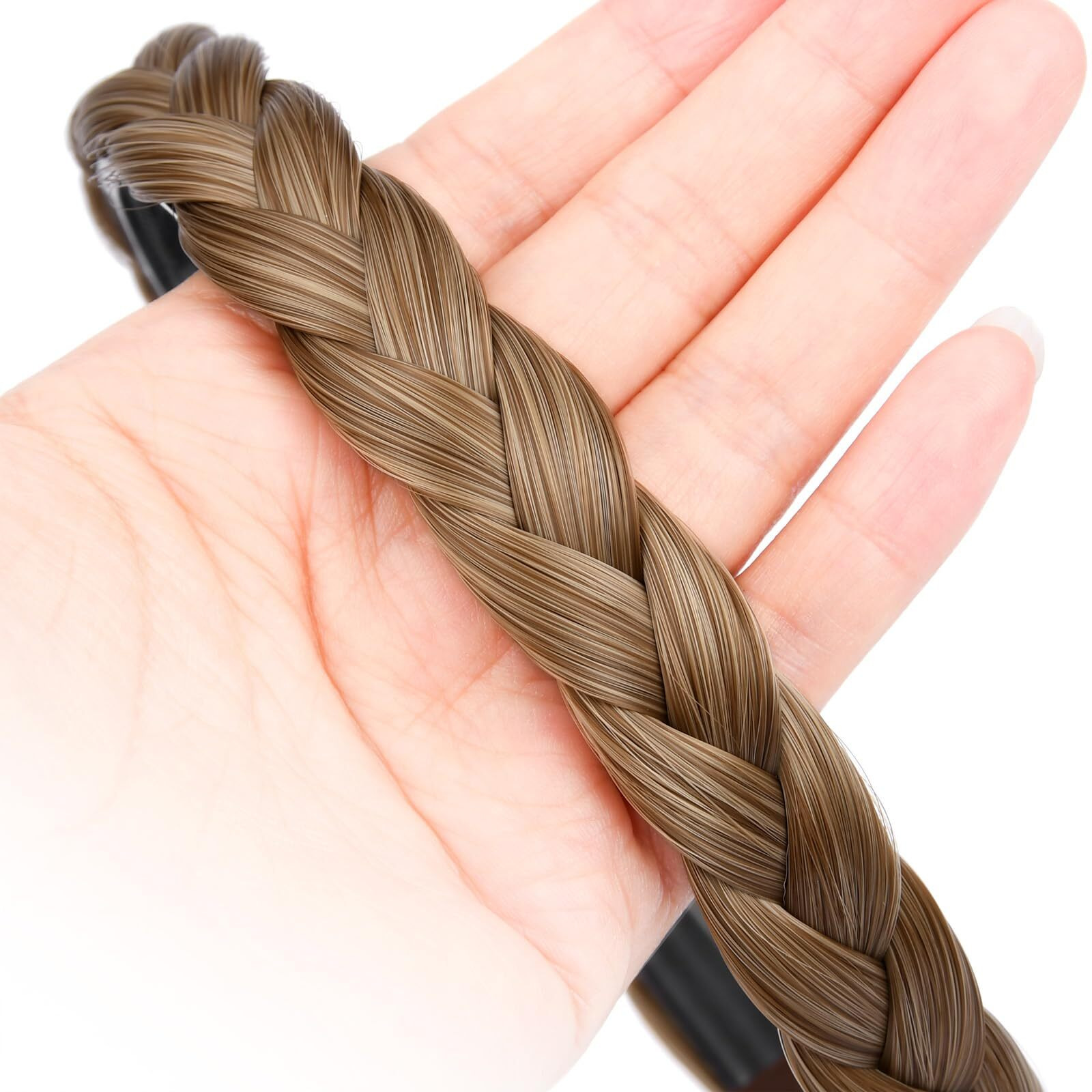 Oplira Braided Headband With Teeth Braids Hairband With Tooth Synthetic Hair Band Plaited Hairband For Women (Dirty Blonde-0.6 Inches)