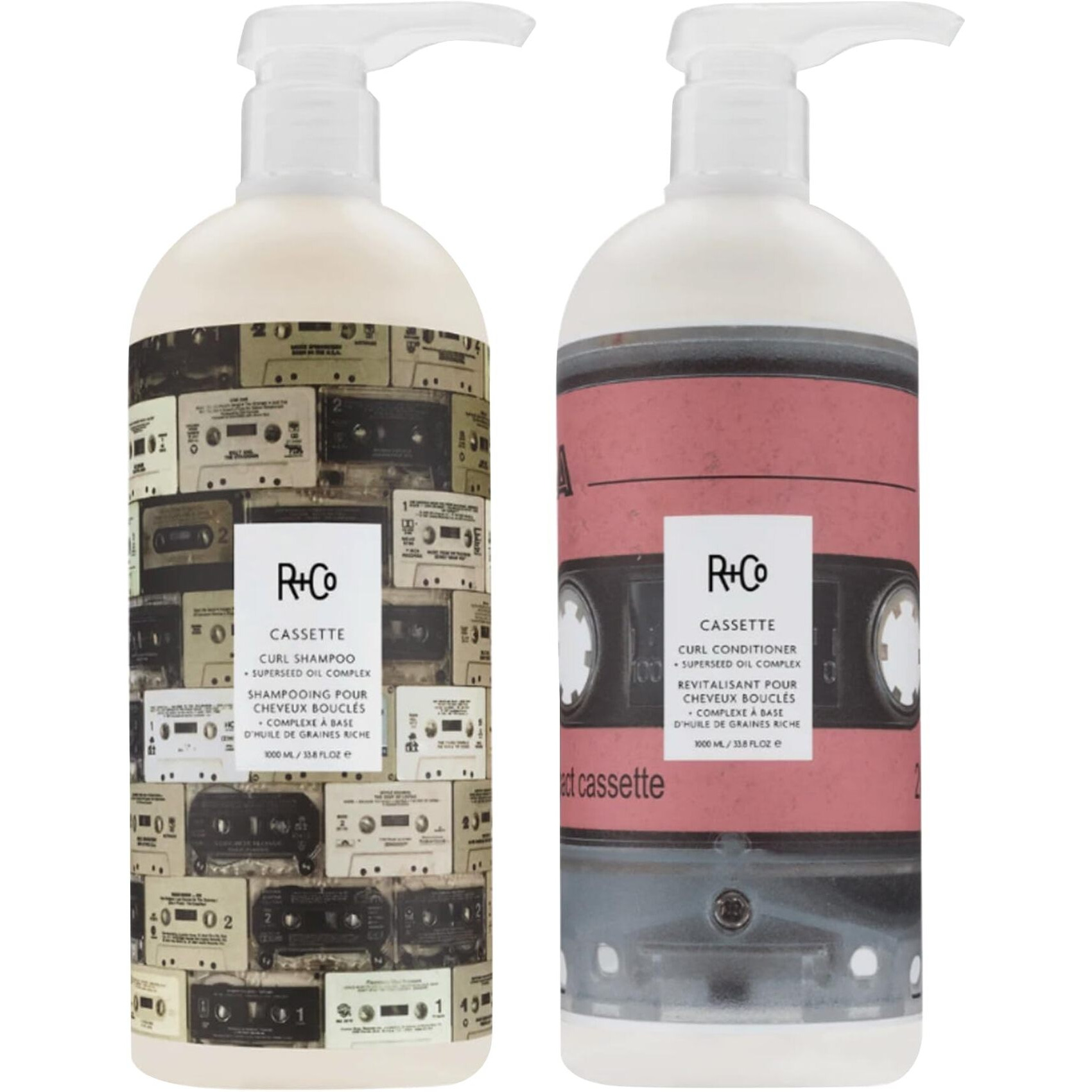 R+Co Cassette Curl Defining Shampoo And Conditioner Set (1 L) | Cleanse + Maintain + Tame + Define | Superseed Oil Complex | Vegan + Cruelty-Free | Set Of 2