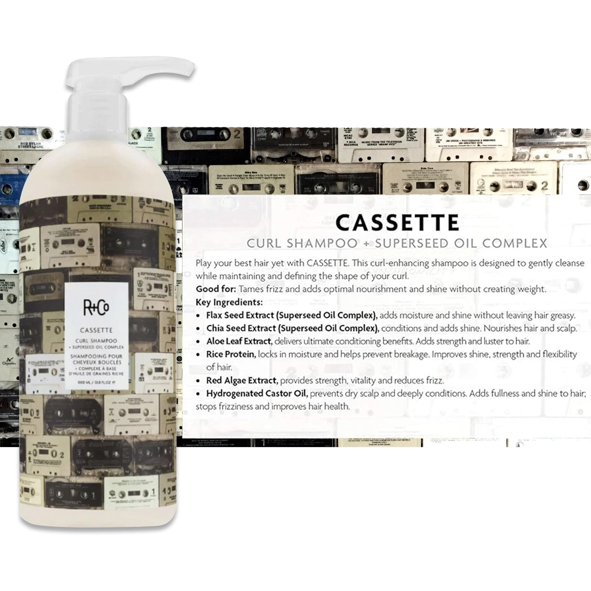 R+Co Cassette Curl Defining Shampoo And Conditioner Set (1 L) | Cleanse + Maintain + Tame + Define | Superseed Oil Complex | Vegan + Cruelty-Free | Set Of 2