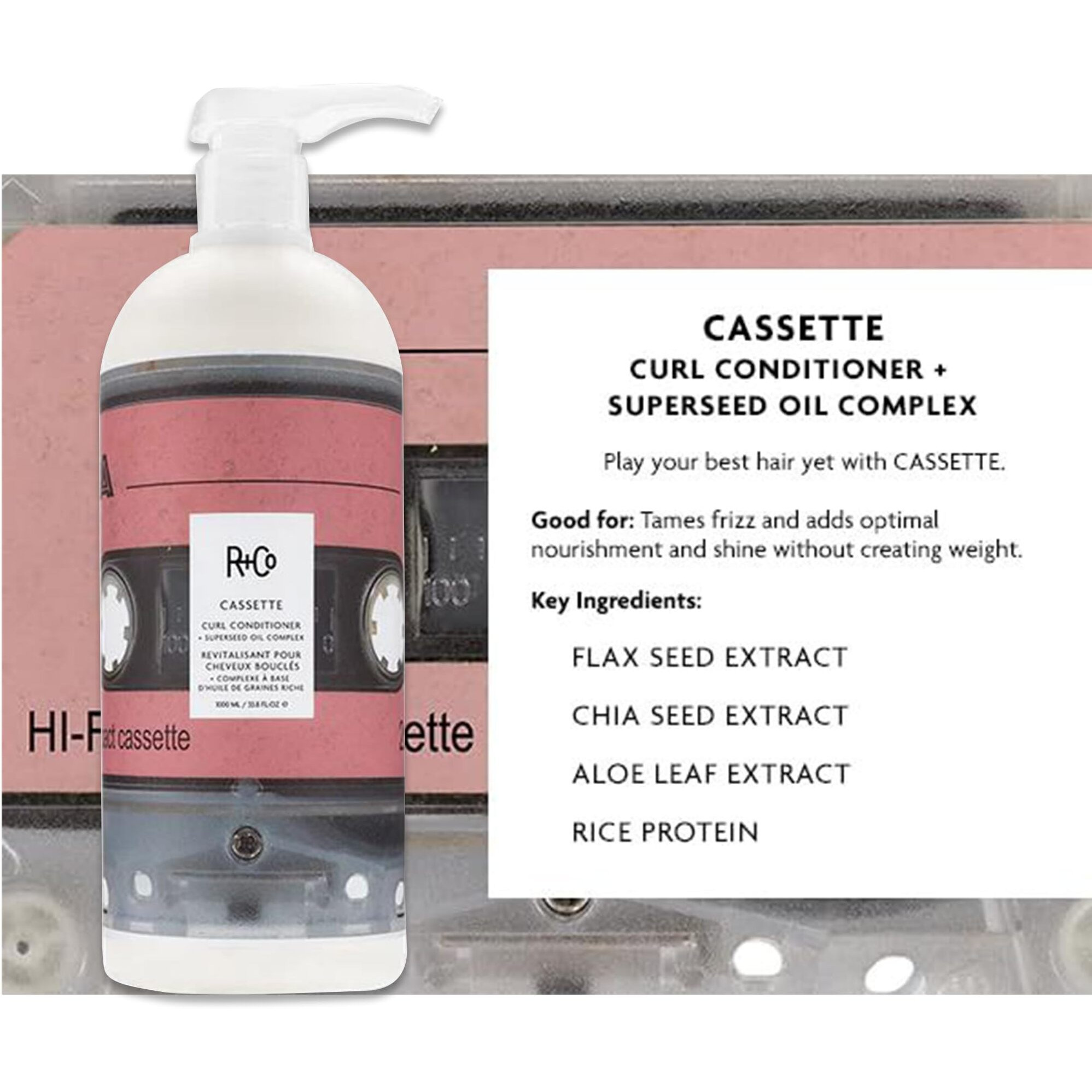 R+Co Cassette Curl Defining Shampoo And Conditioner Set (1 L) | Cleanse + Maintain + Tame + Define | Superseed Oil Complex | Vegan + Cruelty-Free | Set Of 2